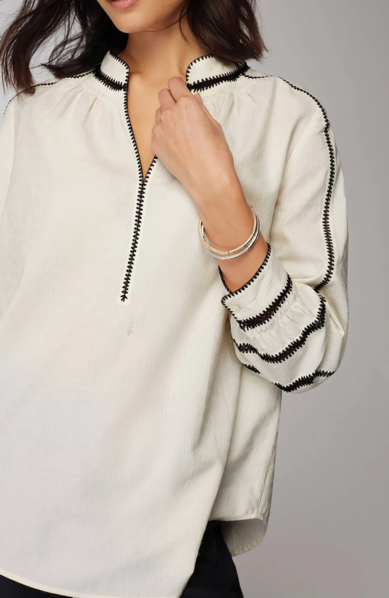 J.Jill Pure Jill Contrast-Trim Top Cream/black Discount