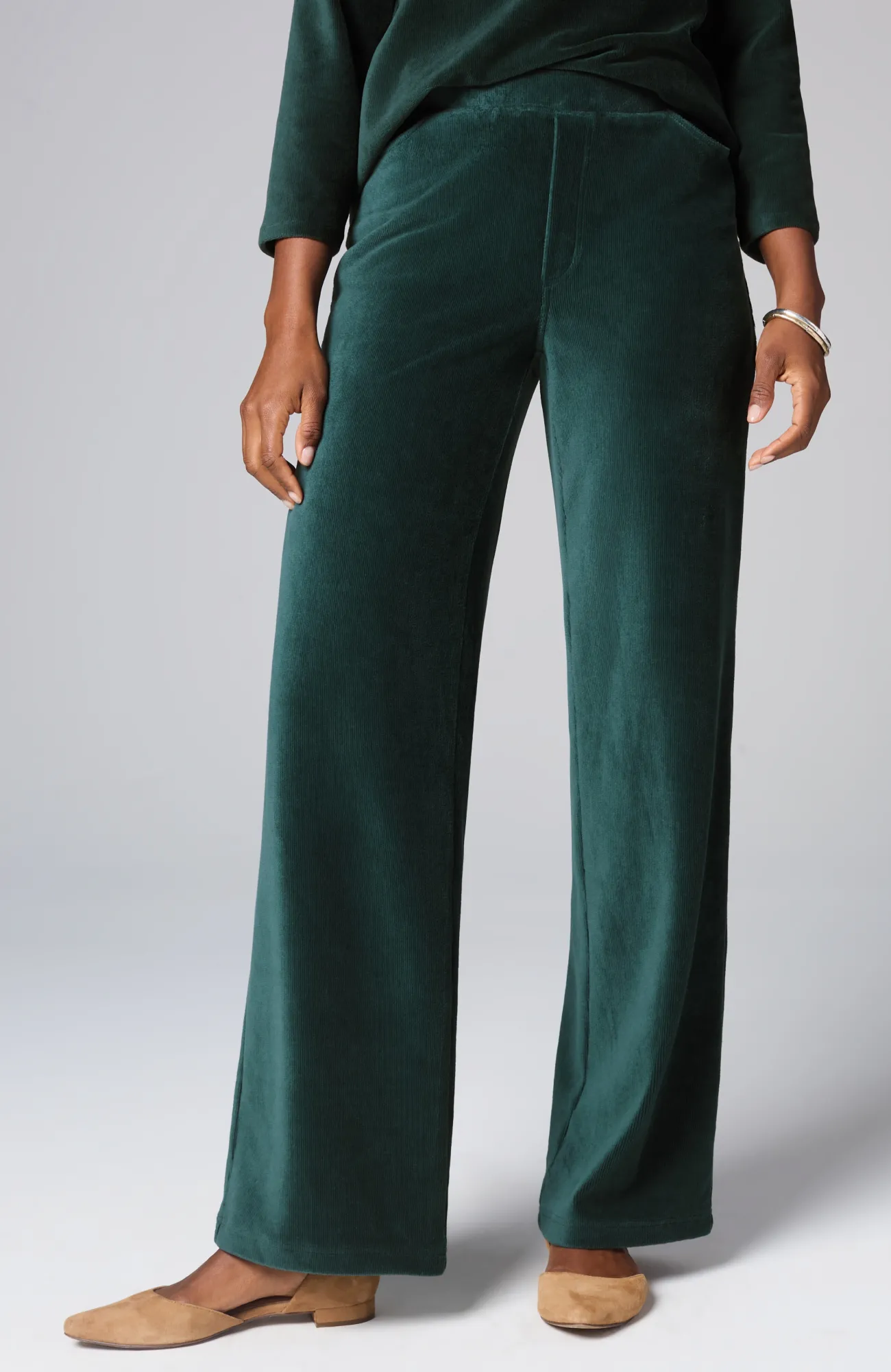 J.Jill Pure Jill Corded-Velour Wide-Leg Pants Dark Teal Shop