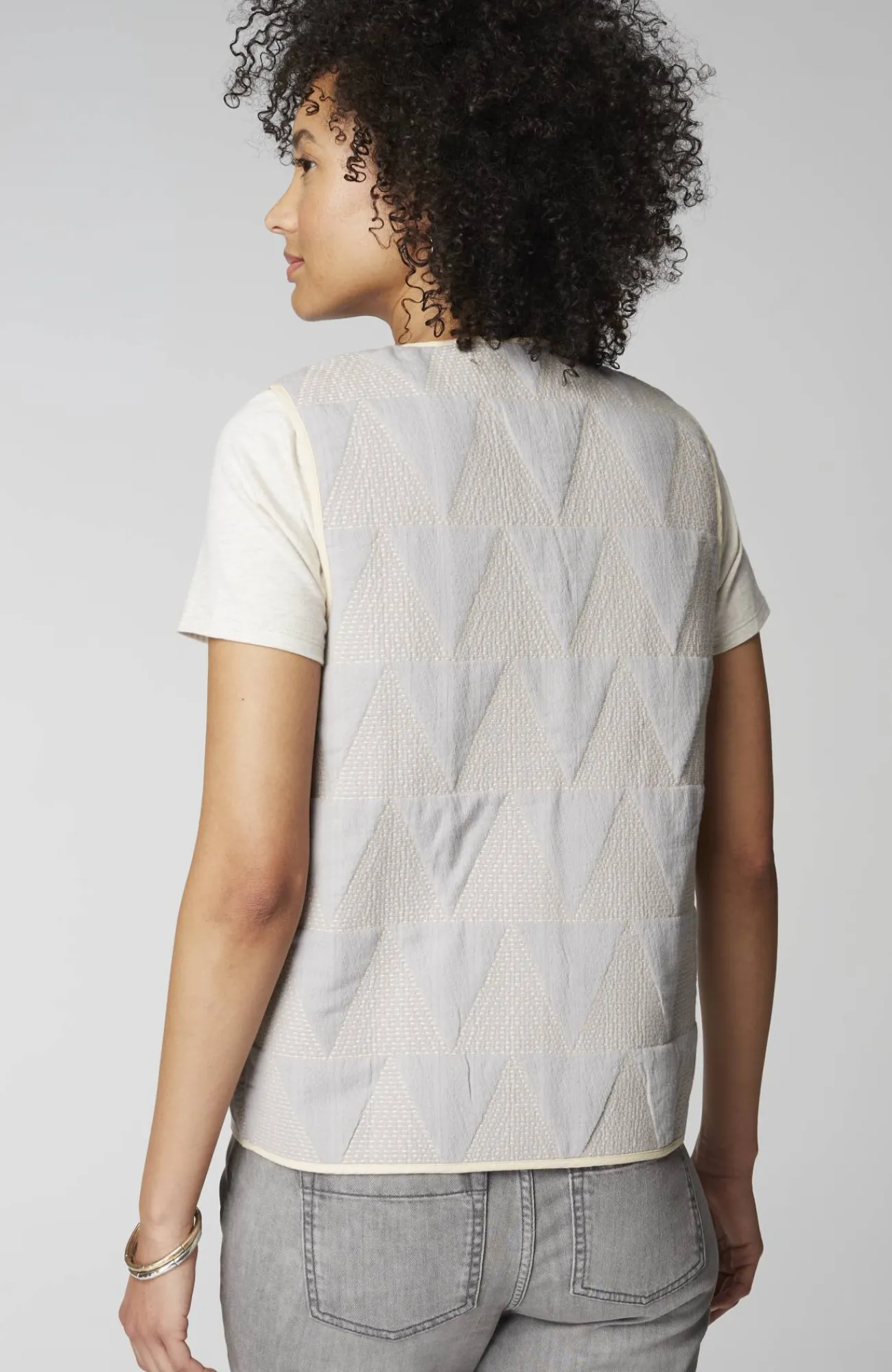 J.Jill Pure Jill Cotton Dobby Vest Light Grey Pearl/buttercream Hot