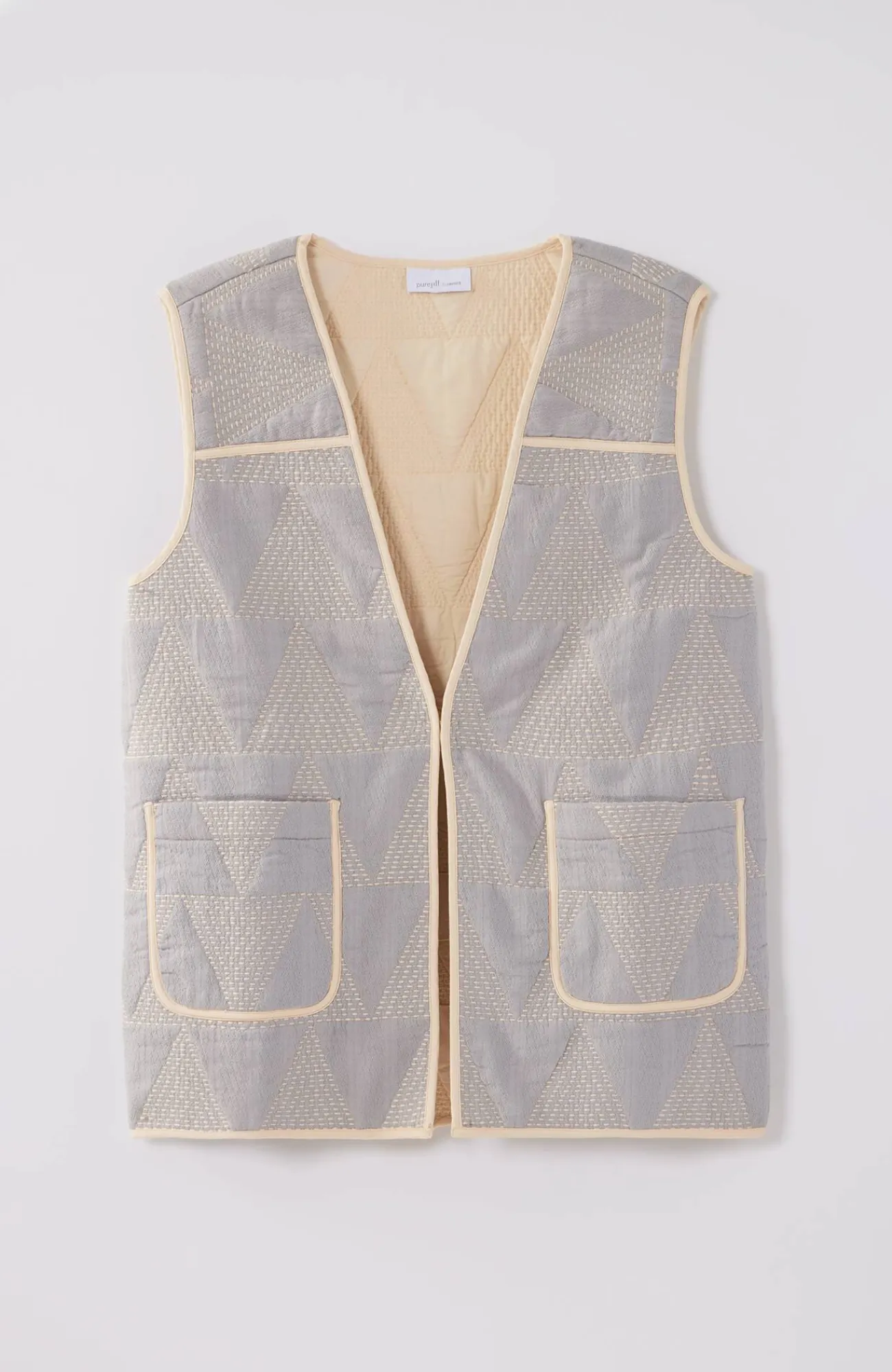 J.Jill Pure Jill Cotton Dobby Vest Light Grey Pearl/buttercream Hot