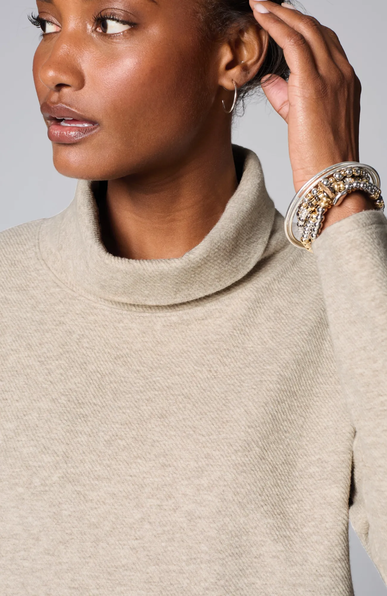 J.Jill Pure Jill Diagonal Knit Mock-Neck Tunic Fashion