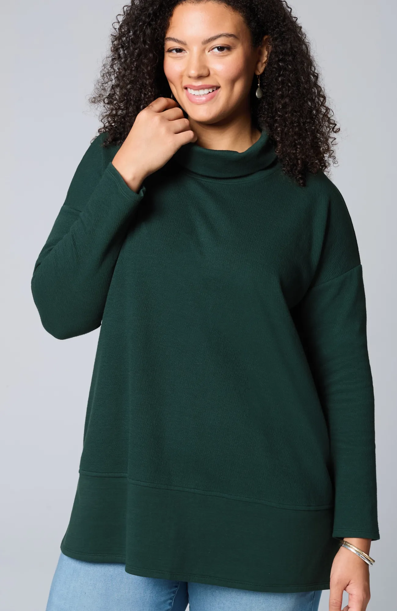 J.Jill Pure Jill Diagonal Knit Mock-Neck Tunic Fashion