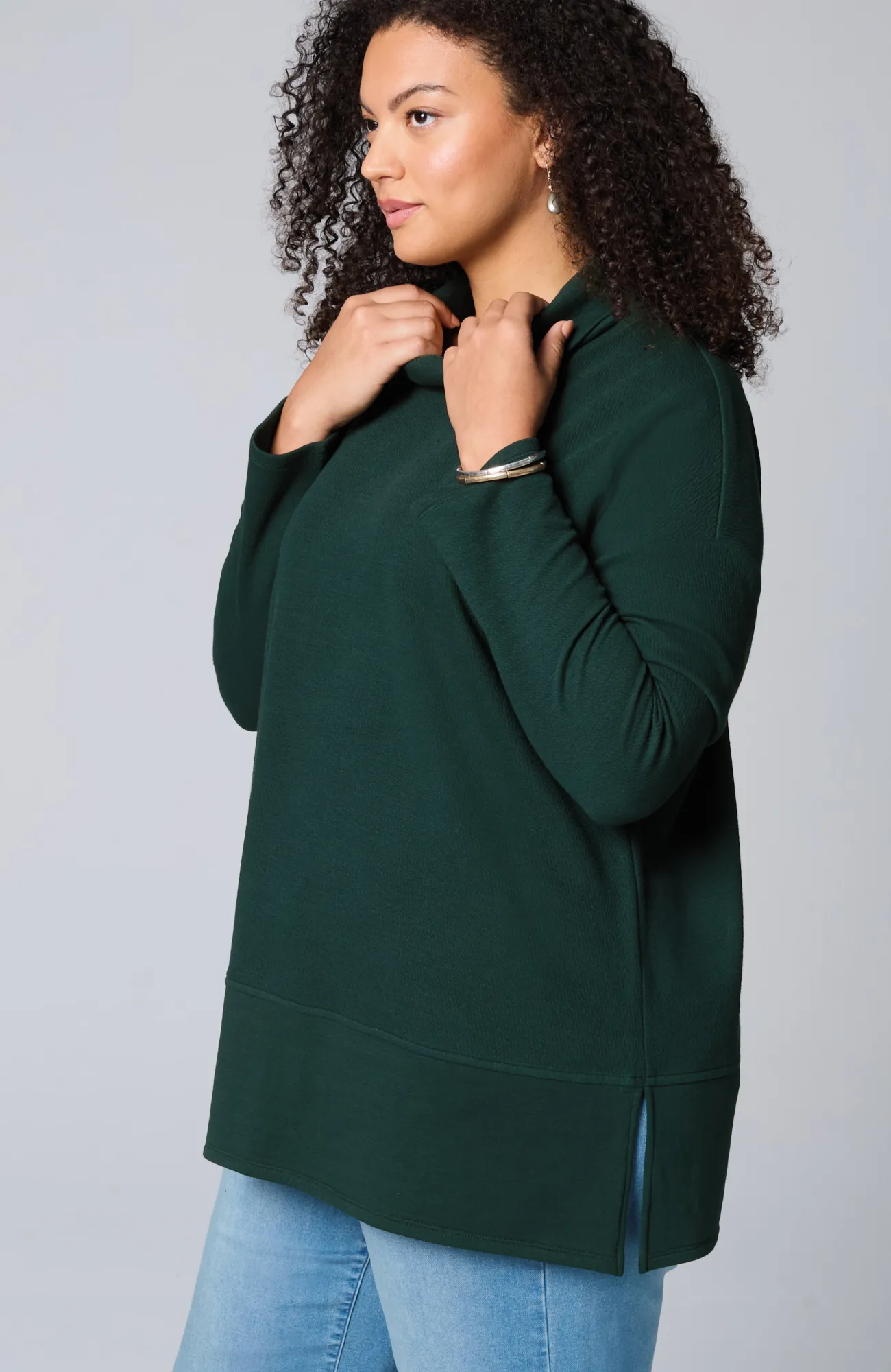 J.Jill Pure Jill Diagonal Knit Mock-Neck Tunic Fashion