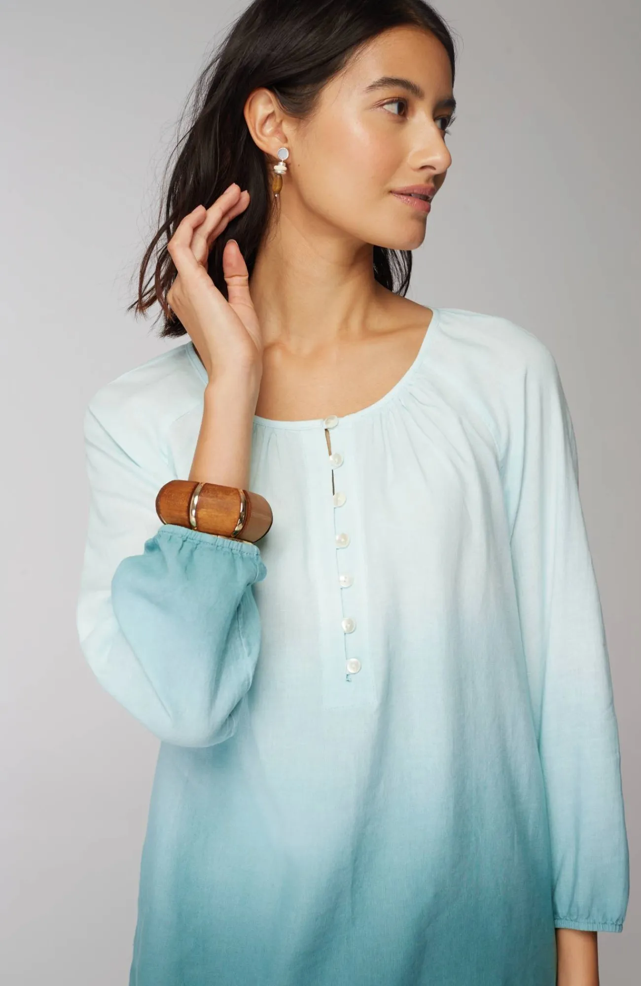 J.Jill Pure Jill Dip-Dyed Top Light Turquoise Multi Best Sale