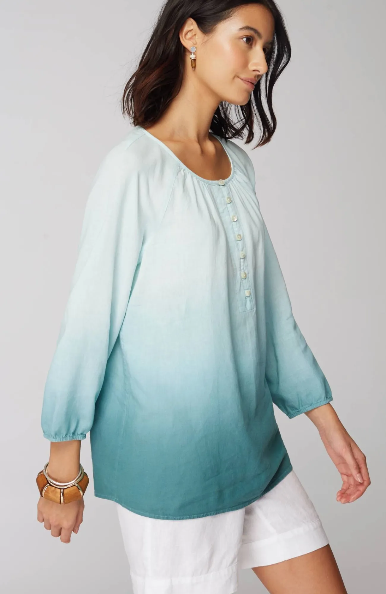 J.Jill Pure Jill Dip-Dyed Top Light Turquoise Multi Best Sale