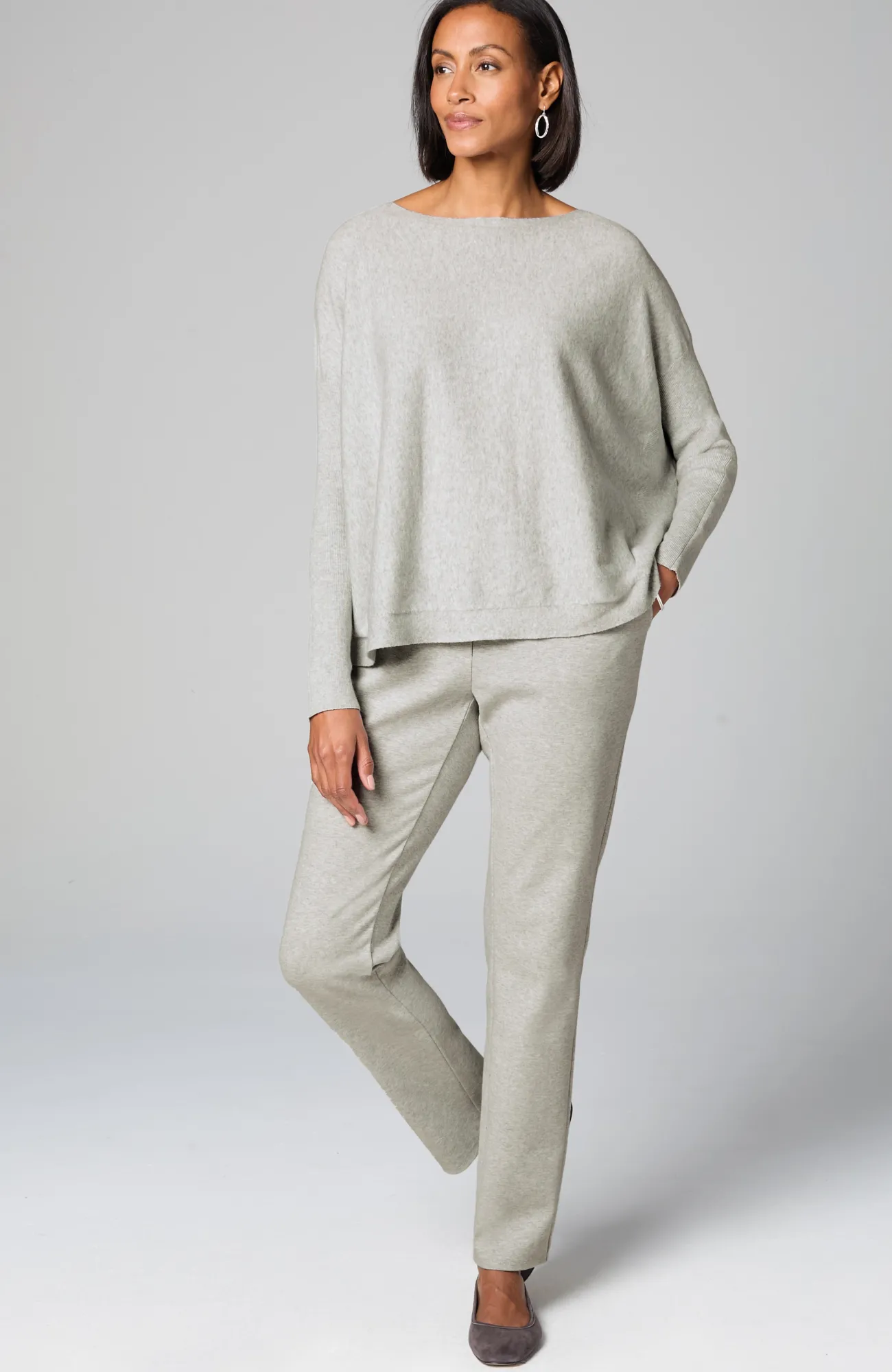J.Jill Pure Jill Dolman-Sleeve Sweater Soft Grey Heather New