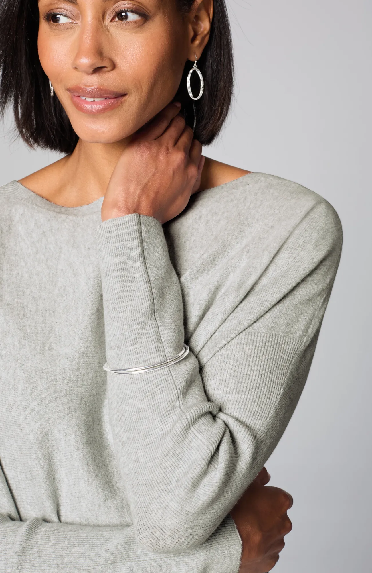 J.Jill Pure Jill Dolman-Sleeve Sweater Soft Grey Heather New