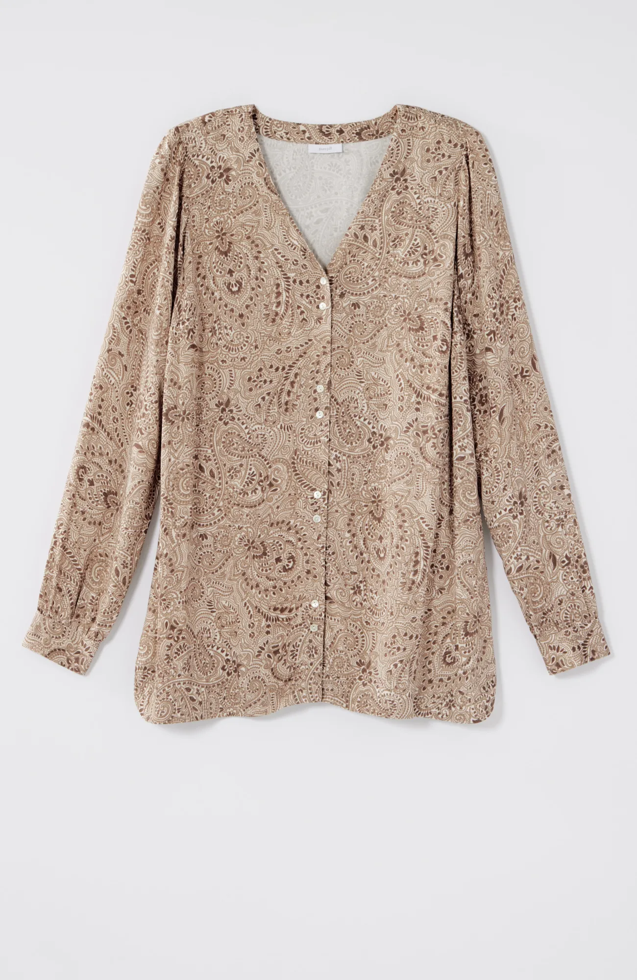 J.Jill Pure Jill Double-Button Tunic Light Mocha Paisley Mosaic Flash Sale