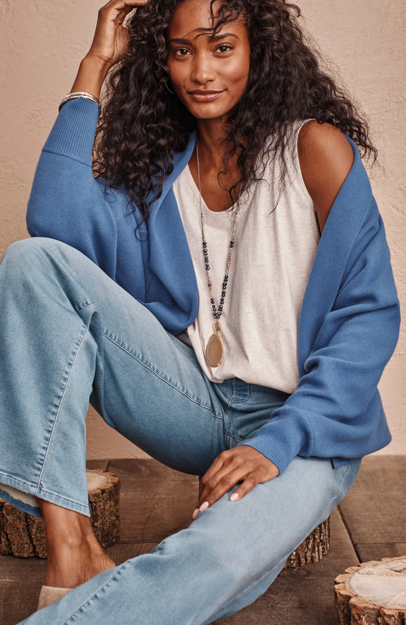 J.Jill Pure Jill Double-Knit Dolman-Sleeve Cardi Deep Sea Best