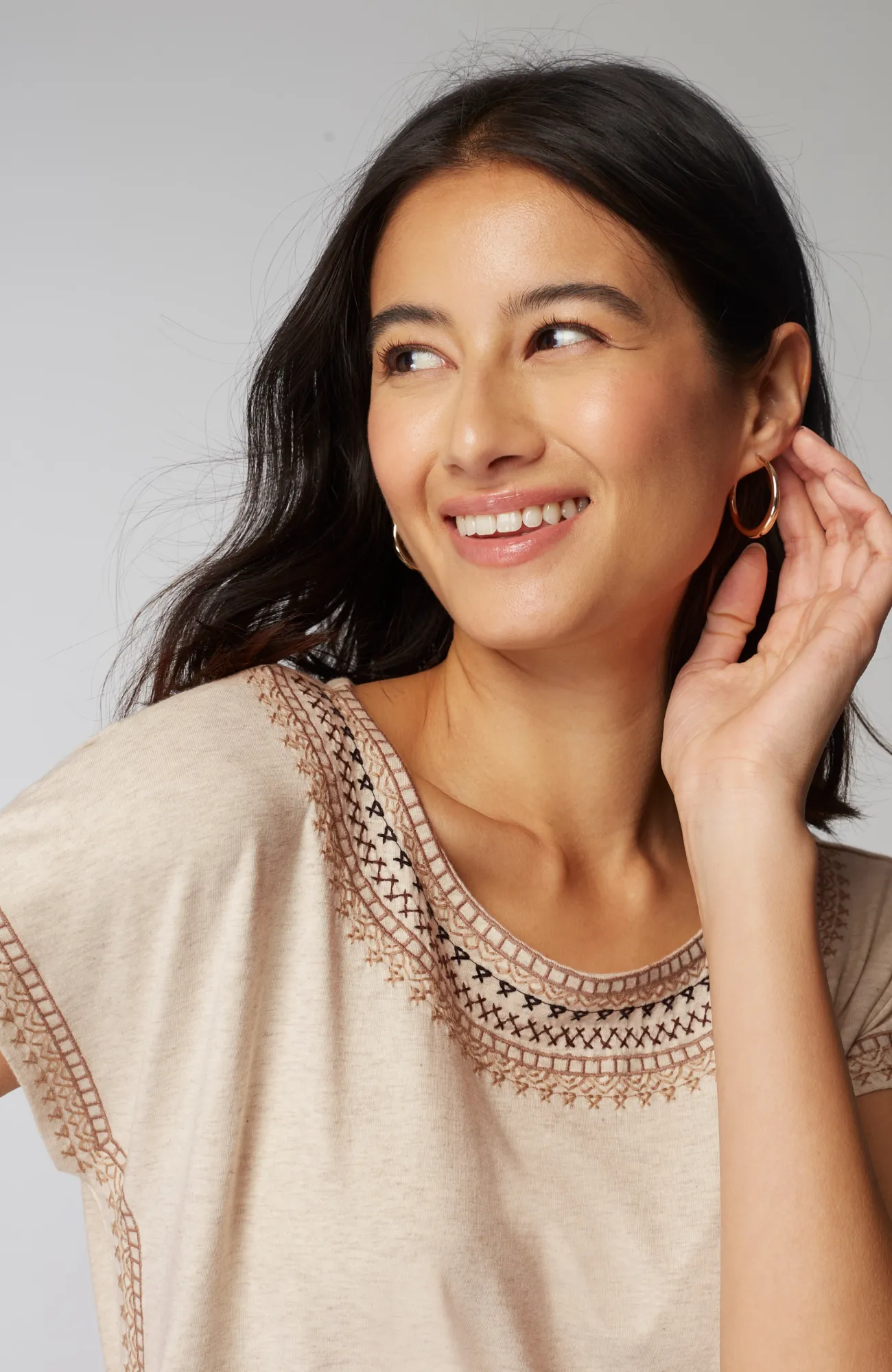 J.Jill Pure Jill Embroidered Round-Neck Tee Shop