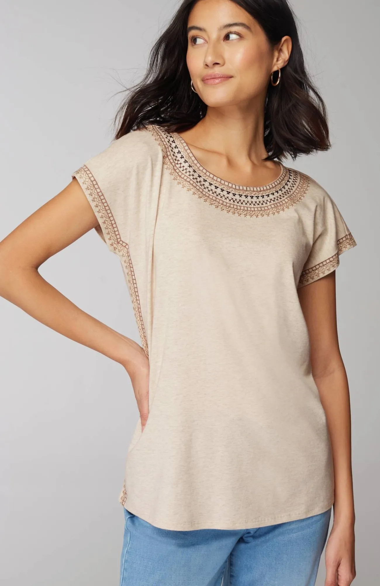 J.Jill Pure Jill Embroidered Round-Neck Tee Shop