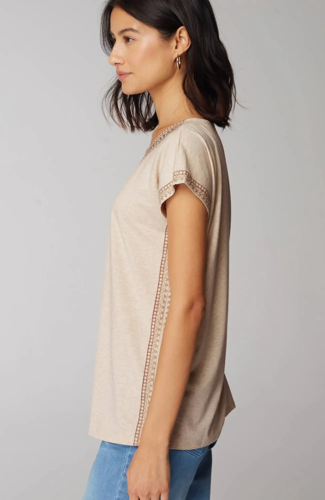J.Jill Pure Jill Embroidered Round-Neck Tee Shop