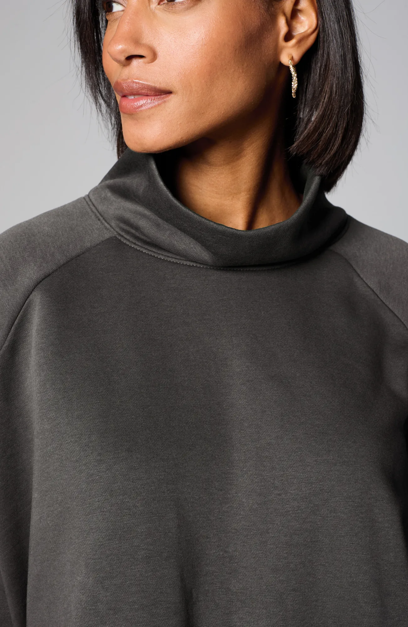 J.Jill Pure Jill Fleece Stepped-Hem Top Onyx Discount