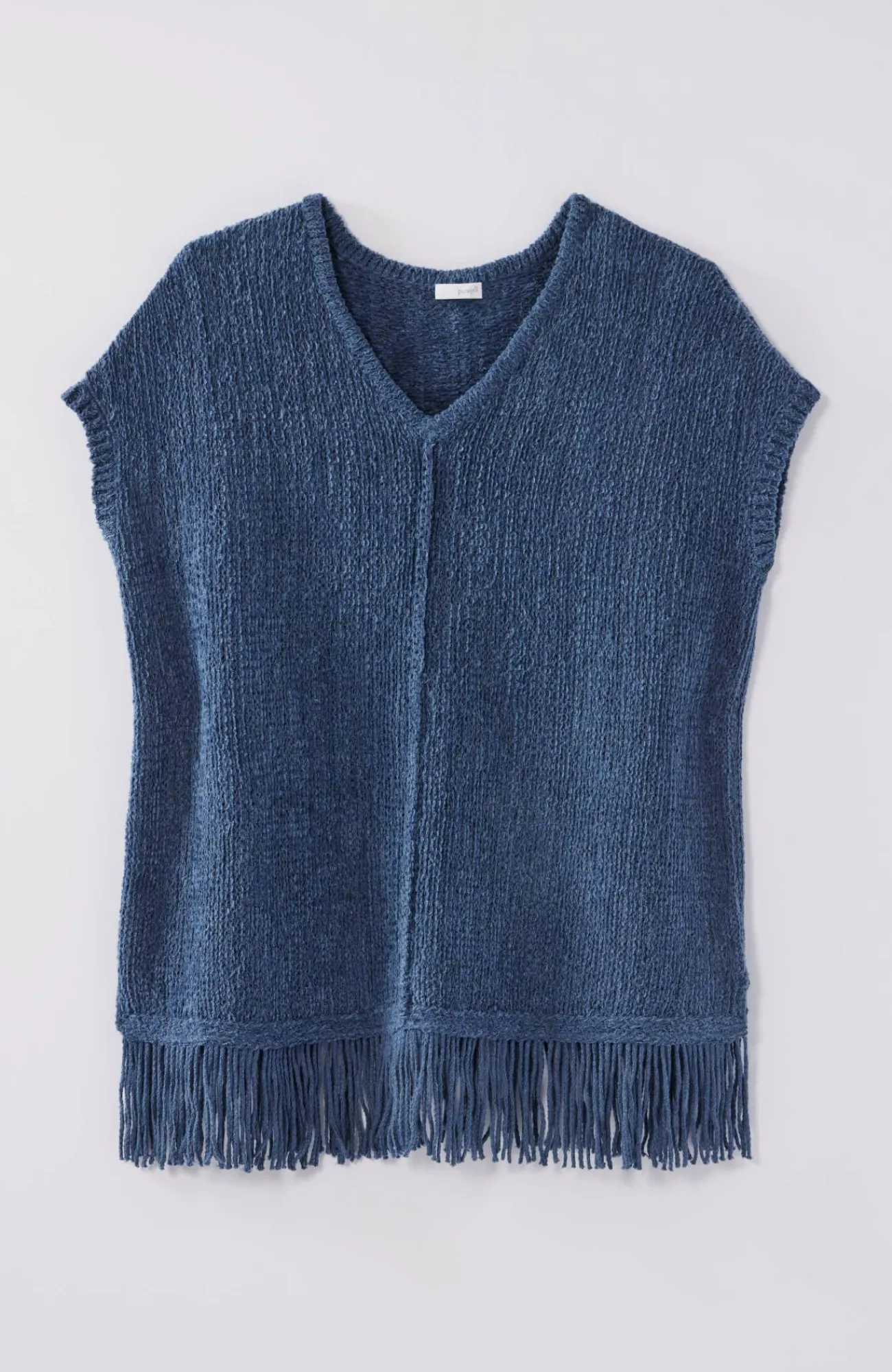 J.Jill Pure Jill Fringed-Hem V-Neck Sweater Indigo Blue Best Sale