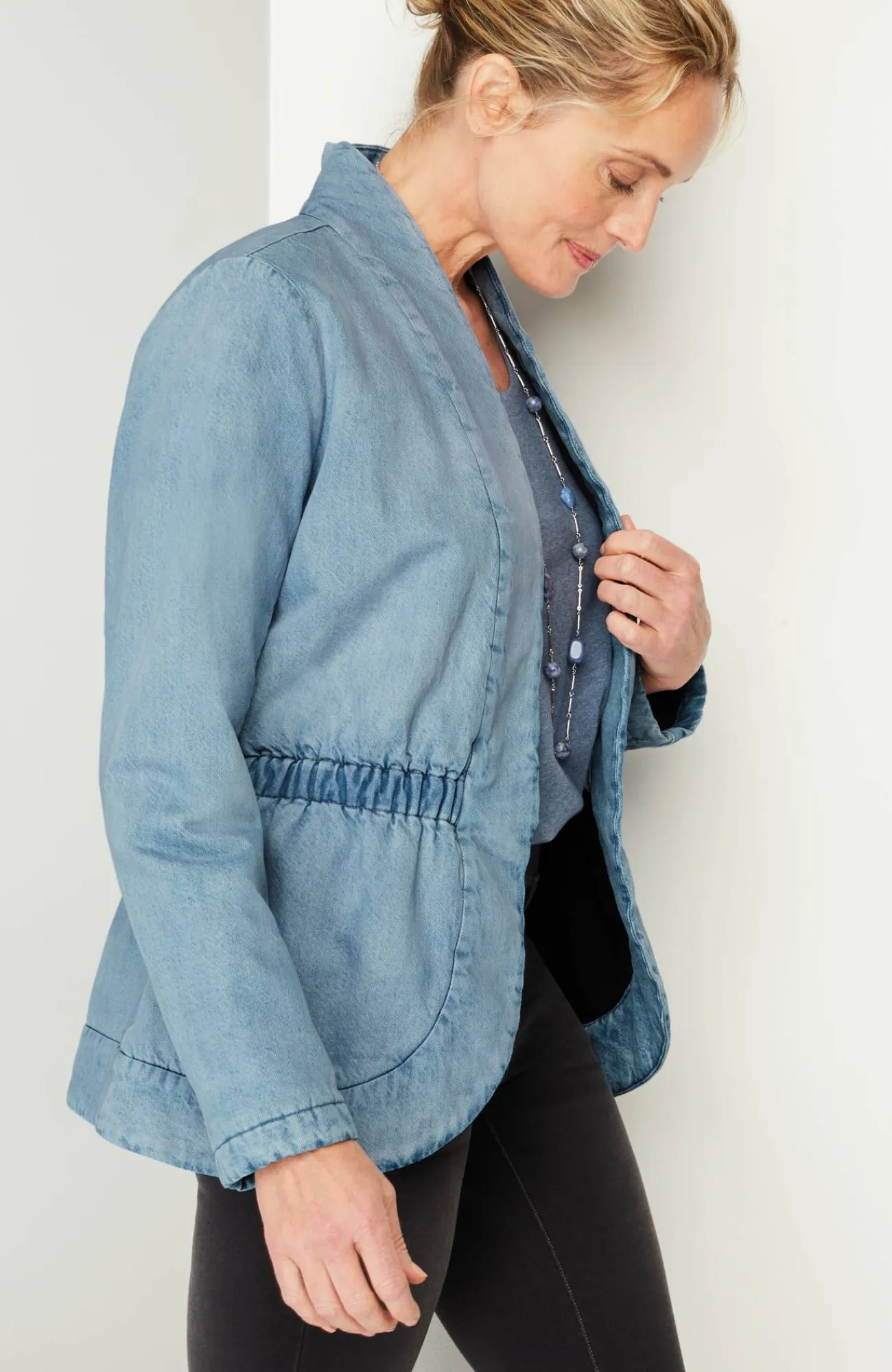 J.Jill Pure Jill Indigo Curved-Hem Jacket Moonstone Wash Cheap