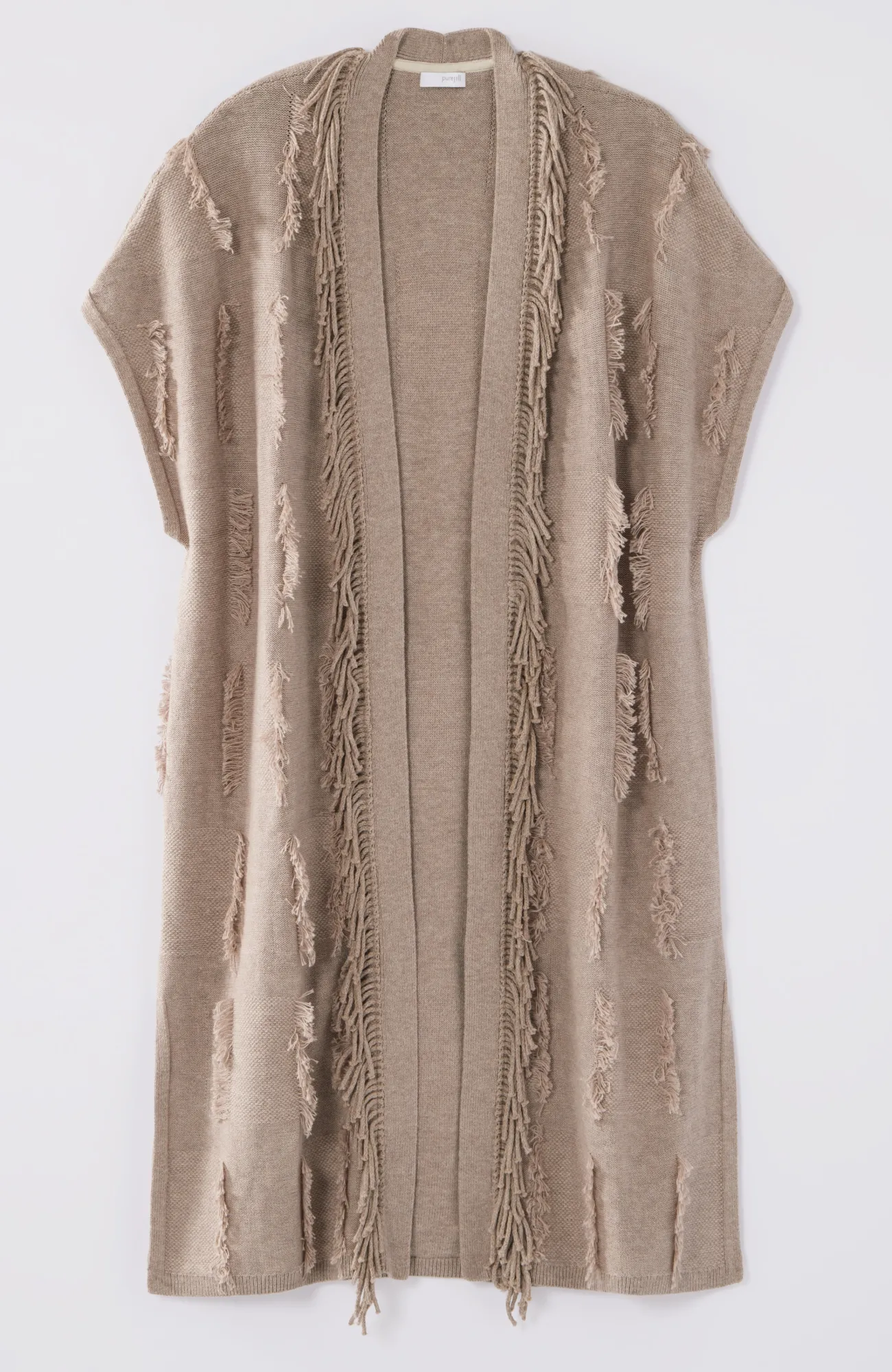 J.Jill Pure Jill Jacquard Fringe Gilet Light Mocha Heather Best