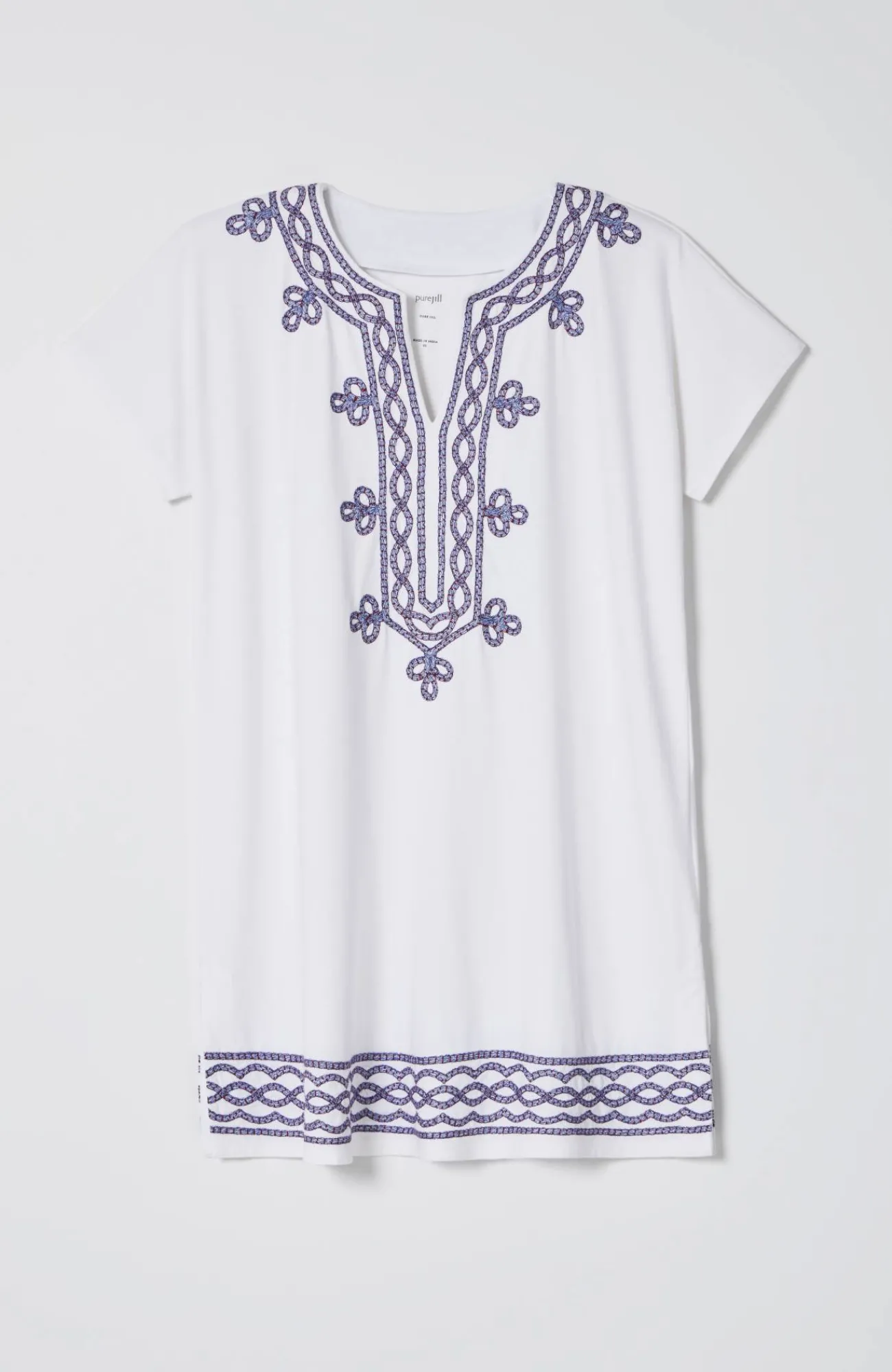 J.Jill Pure Jill Knit Embroidered Tunic White Multi Sale
