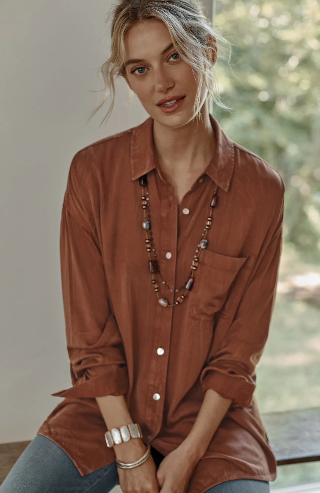 J.Jill Pure Jill Lava-Dyed Tunic Light Nutmeg Multi Cheap