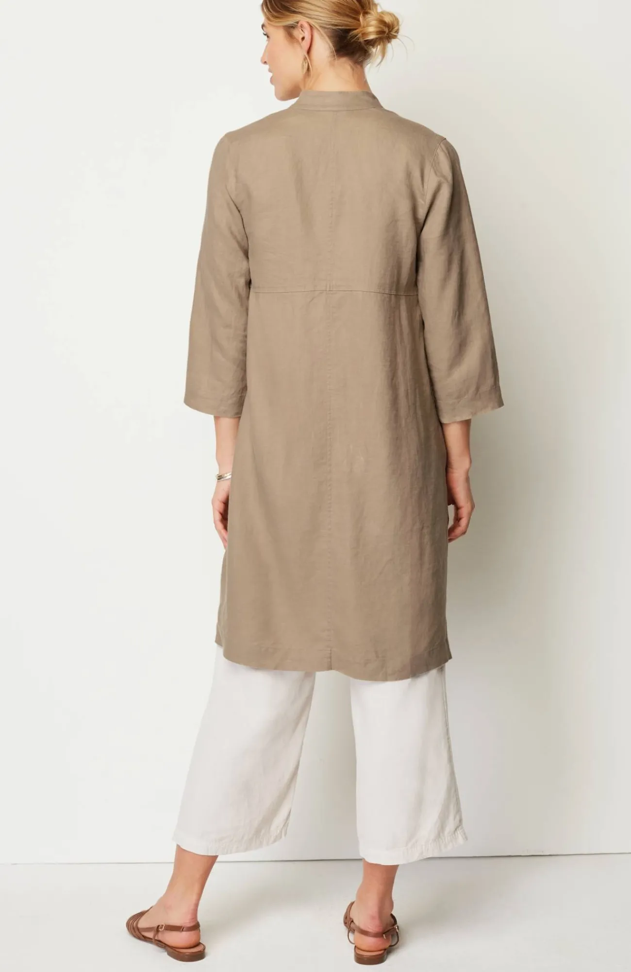 J.Jill Pure Jill Linen Duster Jacket Sandbar Hot