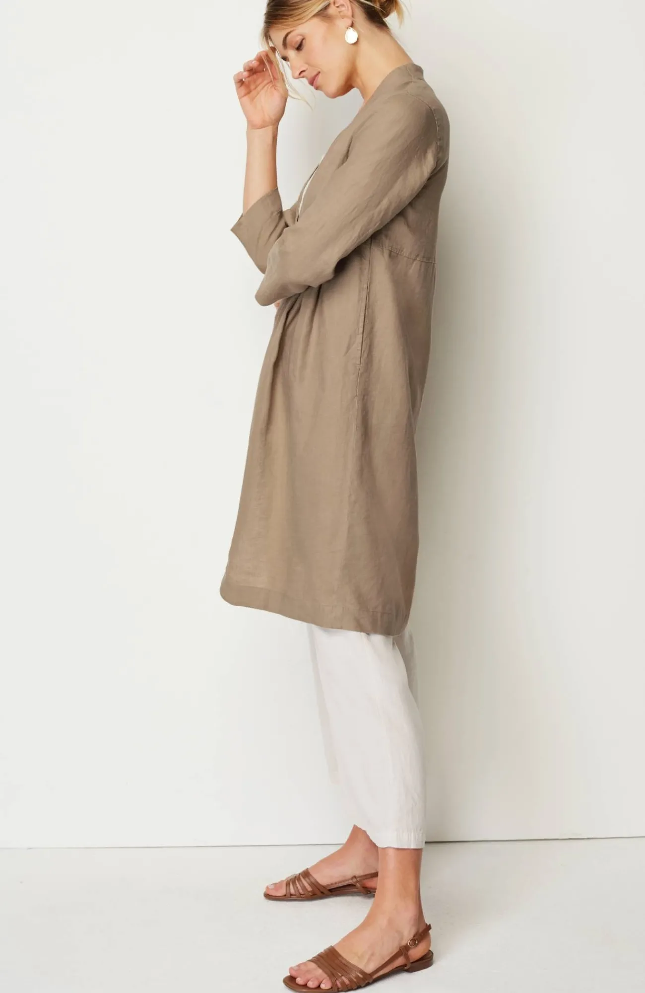 J.Jill Pure Jill Linen Duster Jacket Sandbar Hot