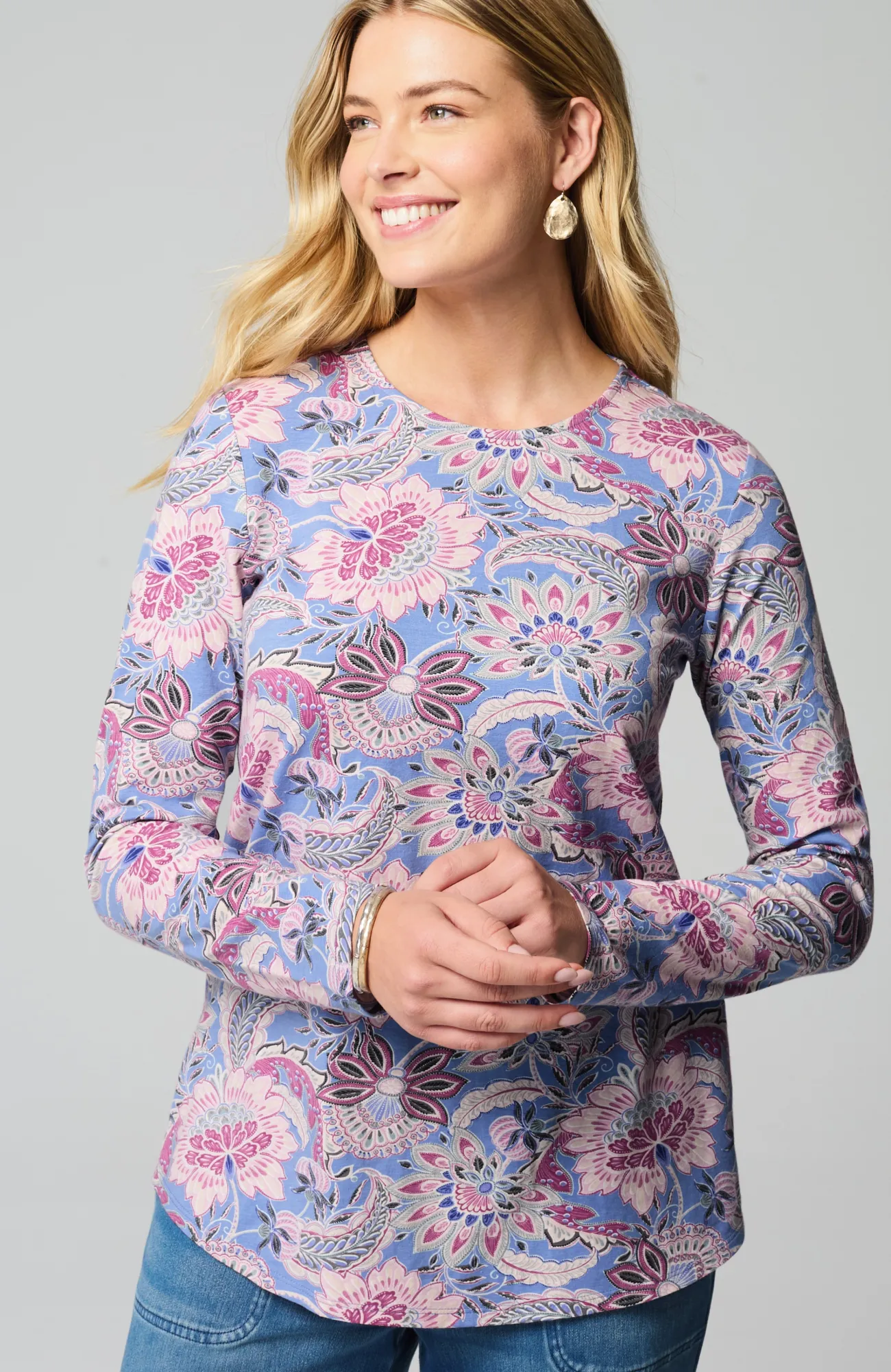 J.Jill Pure Jill Long-Sleeve Shirttail Tee New