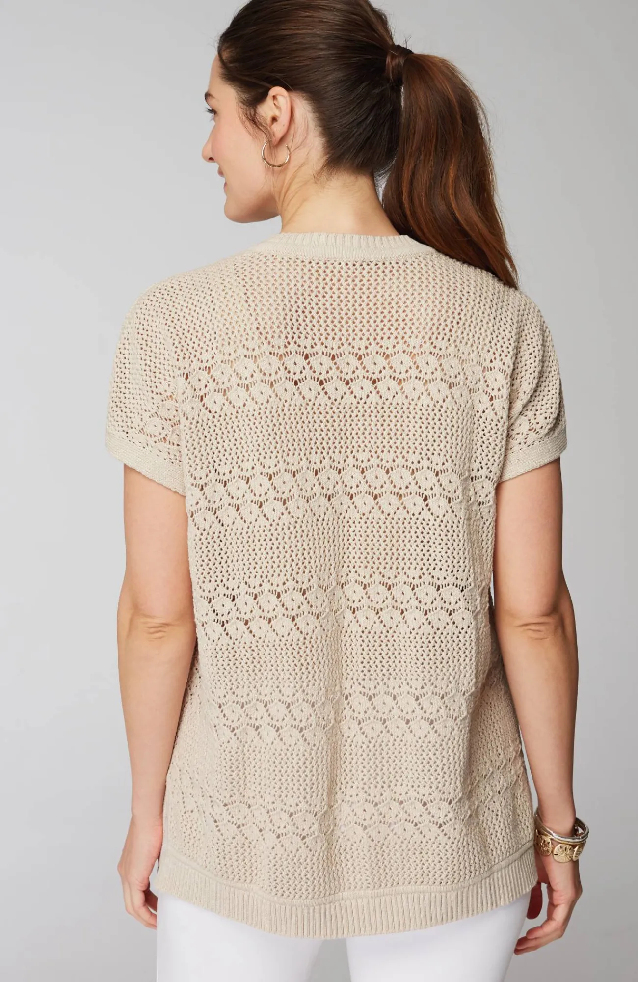 J.Jill Pure Jill Open-Textured Sweater Moonbeam Multi Discount