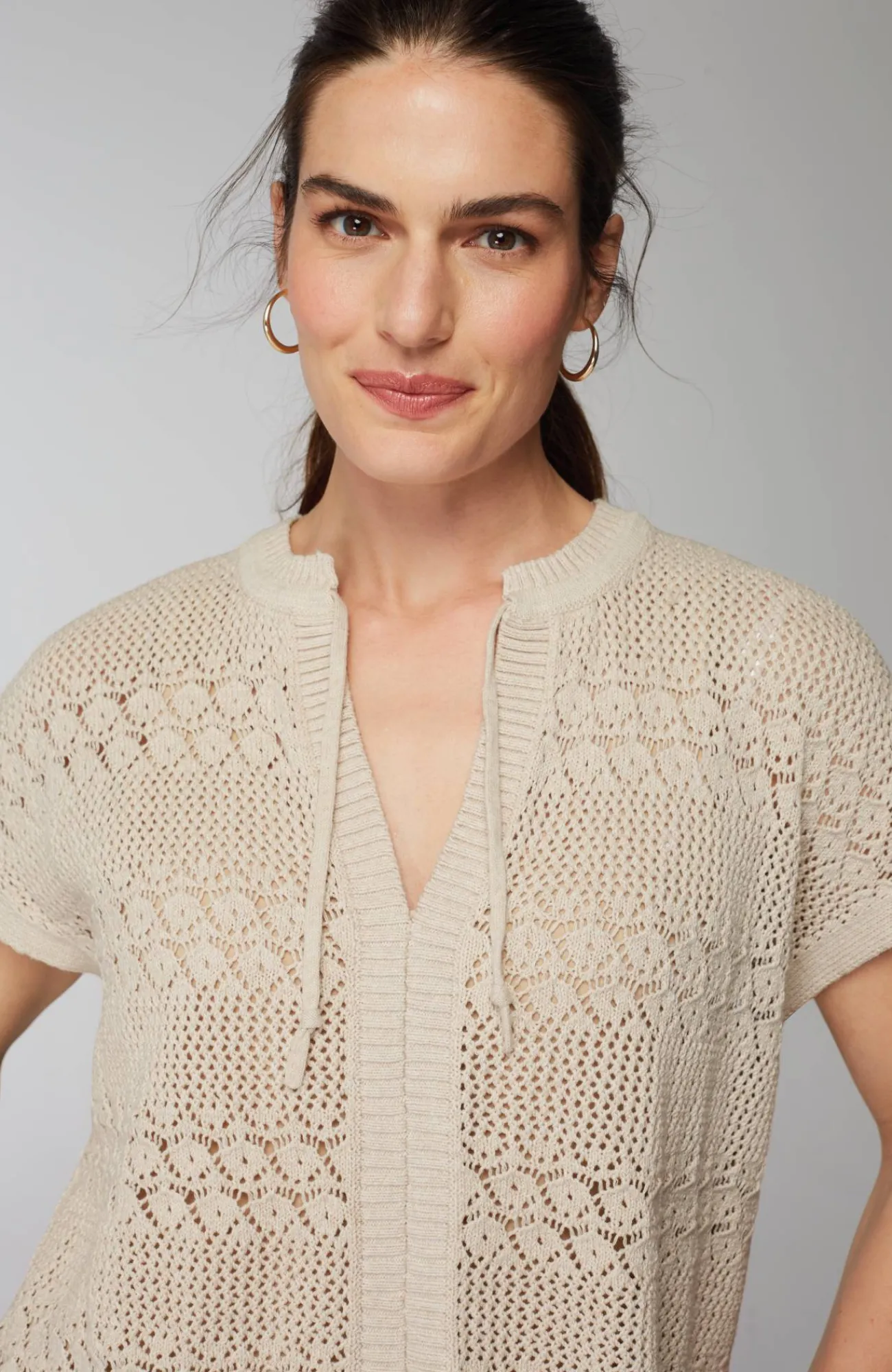 J.Jill Pure Jill Open-Textured Sweater Moonbeam Multi Discount