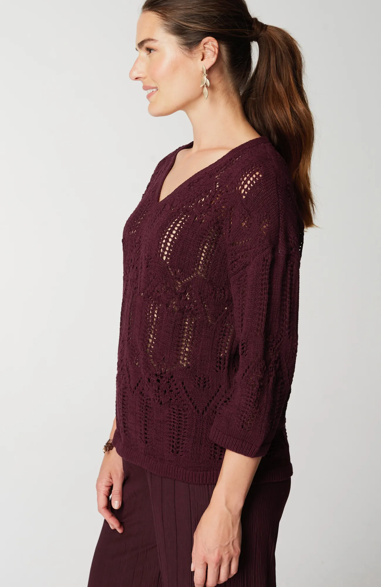 J.Jill Pure Jill Open-Textured V-Neck Sweater Sale