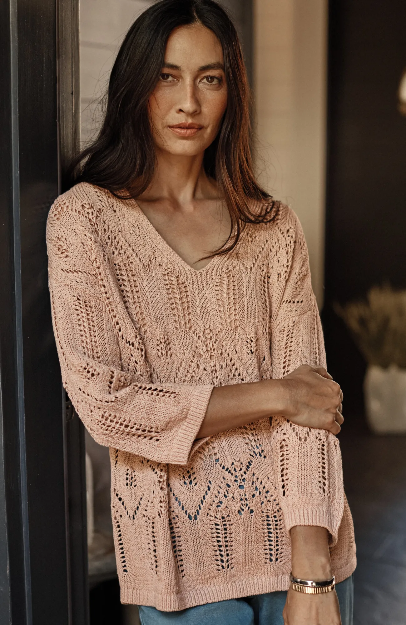 J.Jill Pure Jill Open-Textured V-Neck Sweater Sale