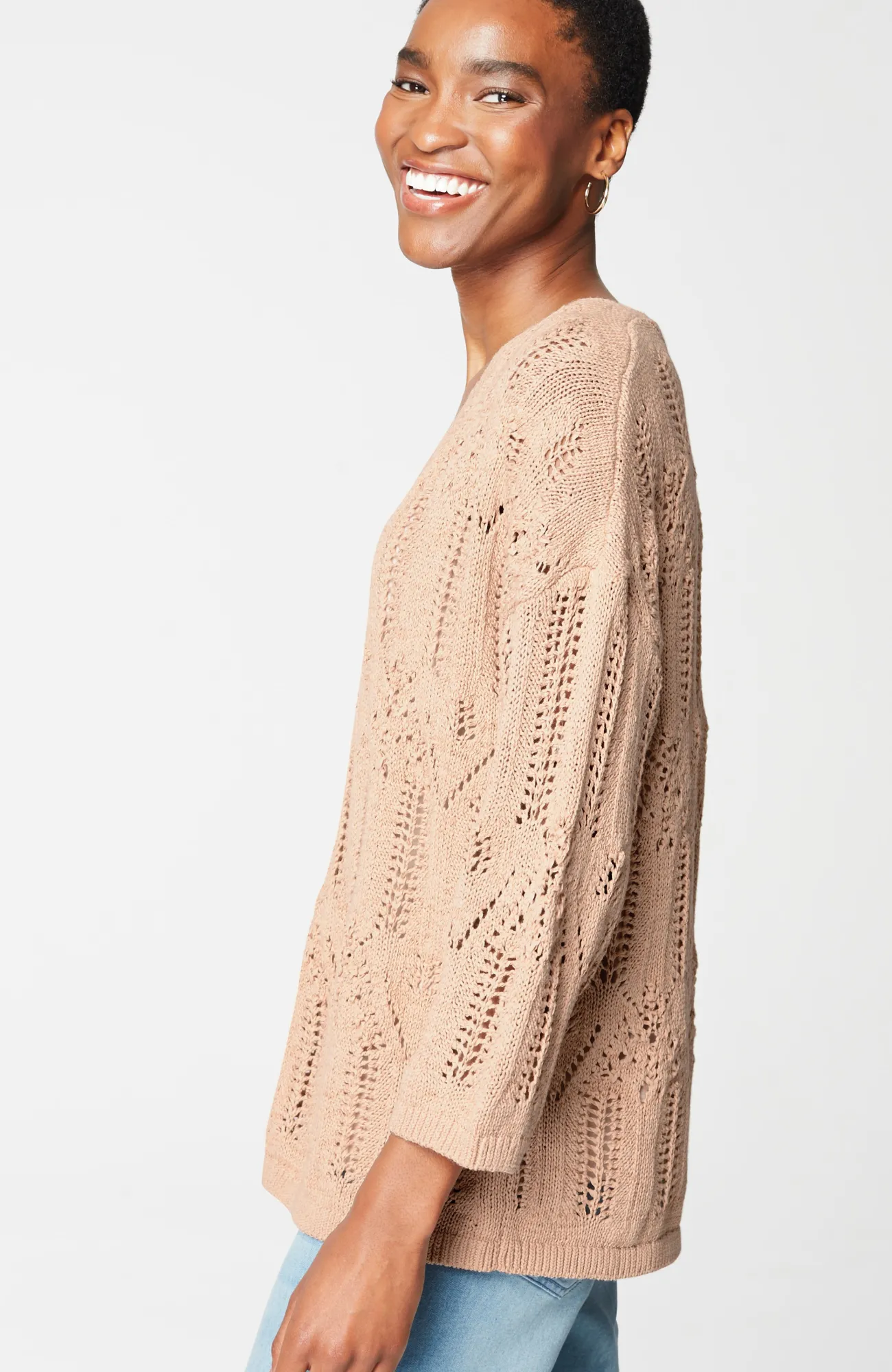 J.Jill Pure Jill Open-Textured V-Neck Sweater Sale