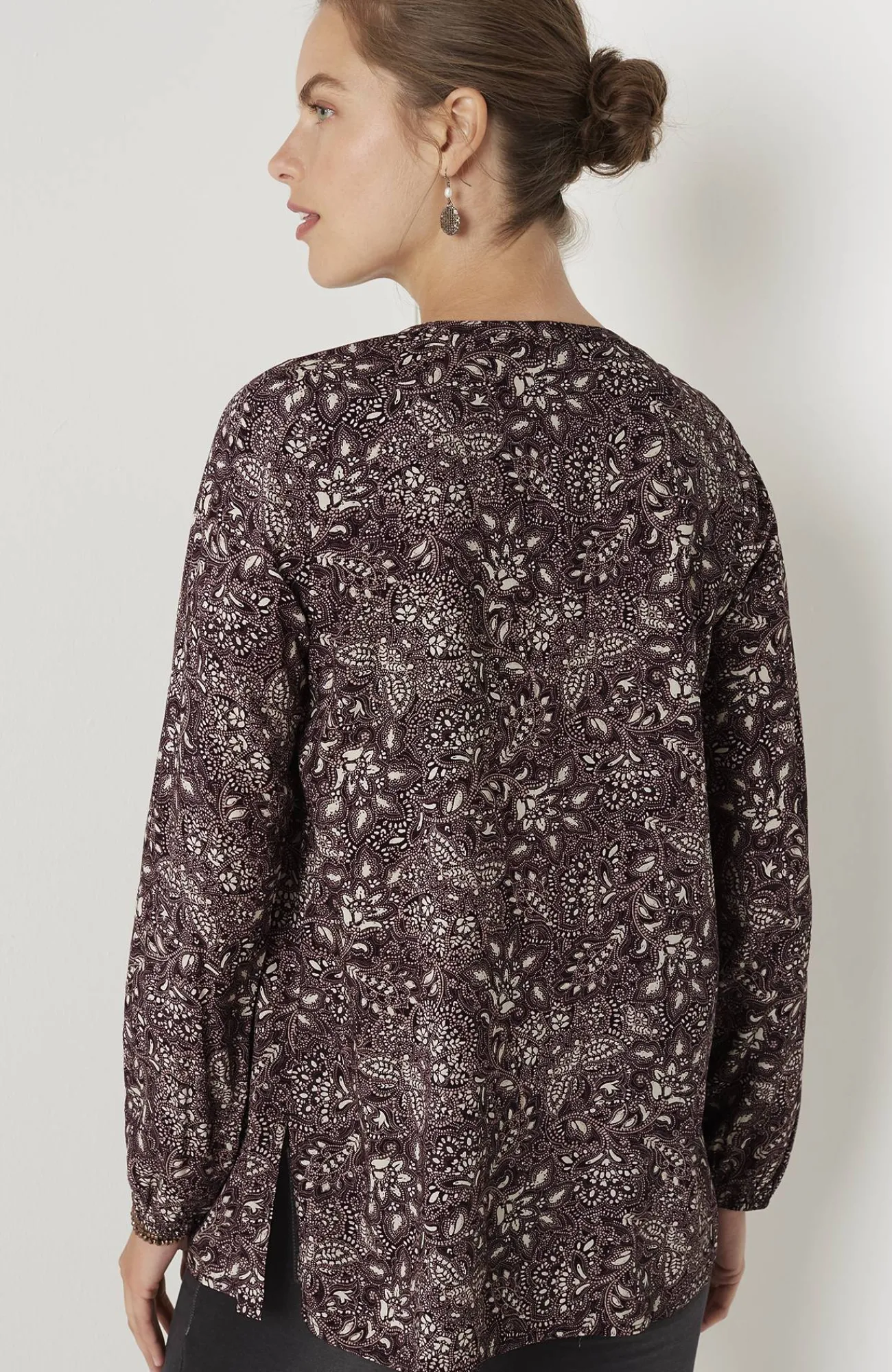 J.Jill Pure Jill Pintucked Blouse Pinot Mosaic Floral Best Sale