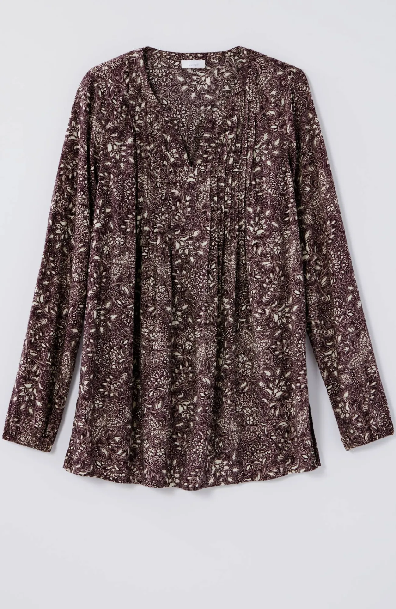 J.Jill Pure Jill Pintucked Blouse Pinot Mosaic Floral Best Sale