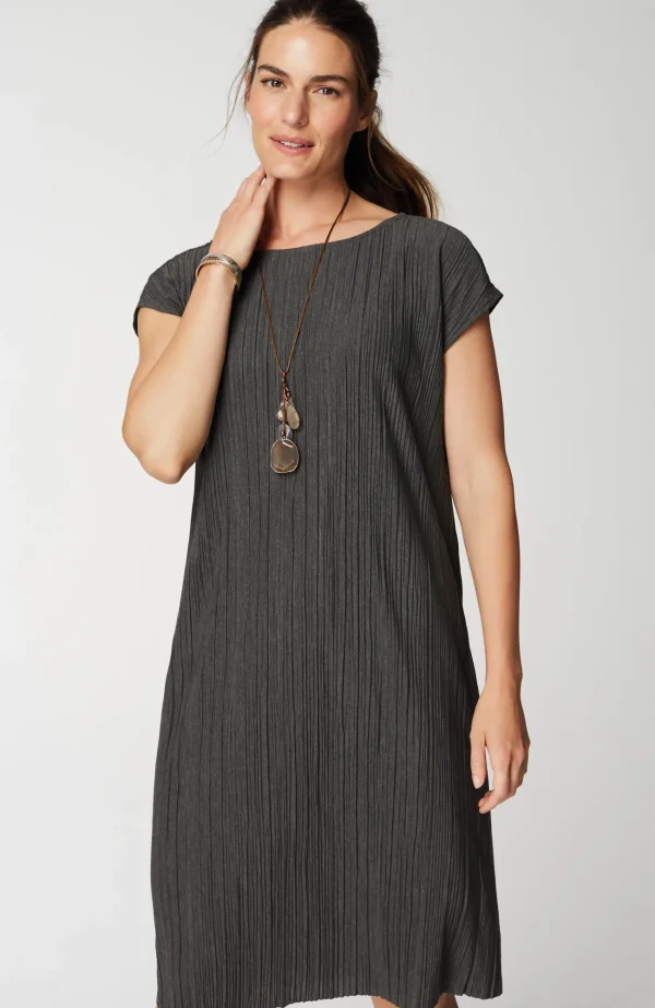 J.Jill Pure Jill Pleated Knit Dress Dark Charcoal Heather Outlet