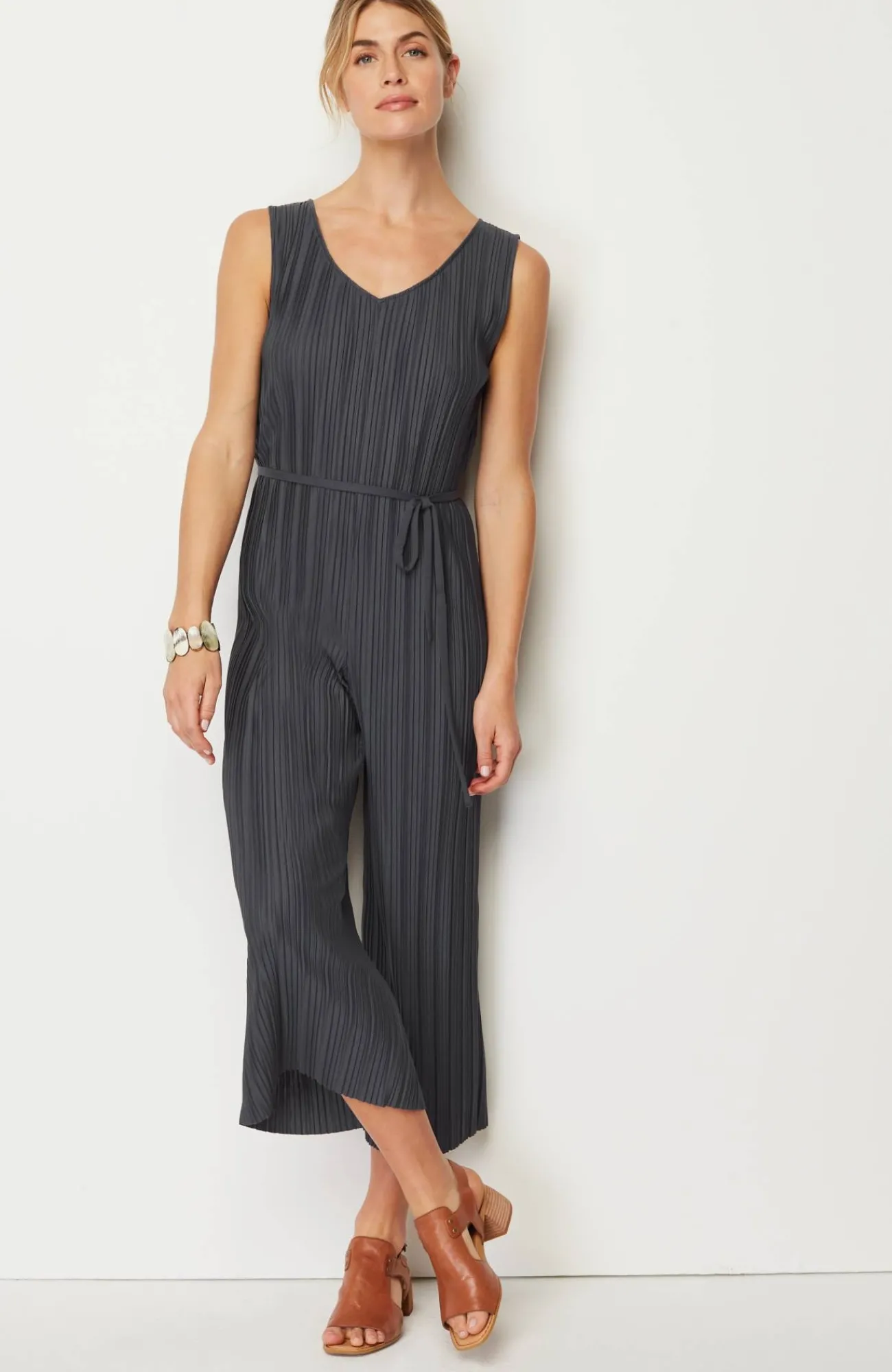 J.Jill Pure Jill Pleated Knit Jumpsuit Black Pearl New