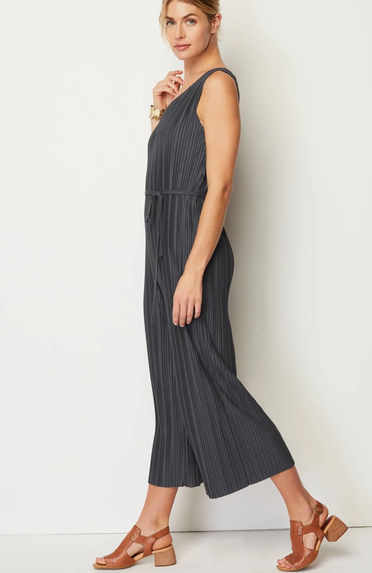 J.Jill Pure Jill Pleated Knit Jumpsuit Black Pearl New