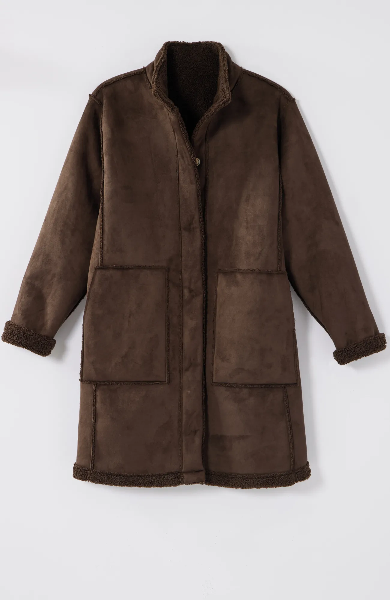 J.Jill Pure Jill Reversible Long Teddy Coat Chocolate New