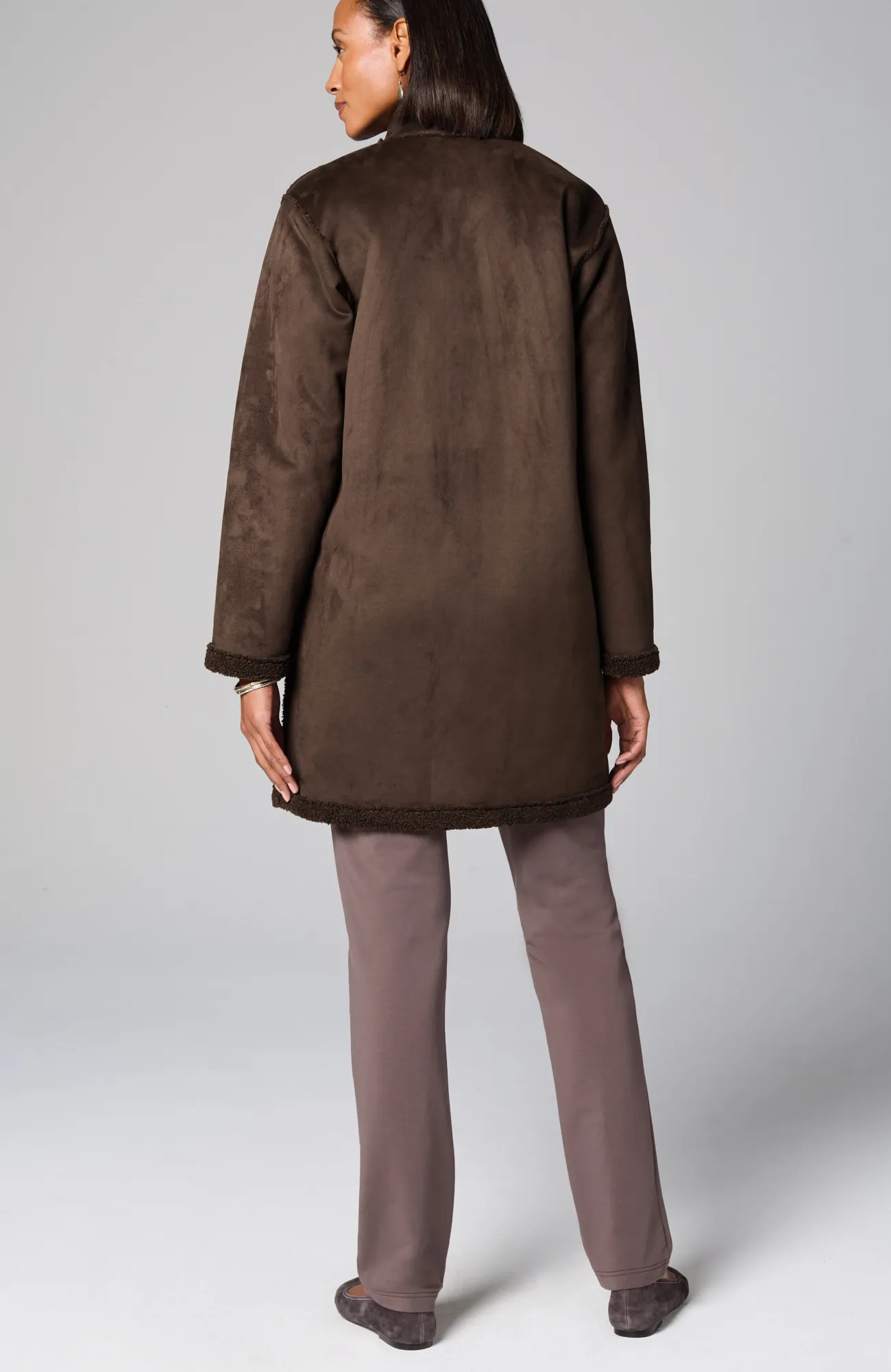 J.Jill Pure Jill Reversible Long Teddy Coat Chocolate New