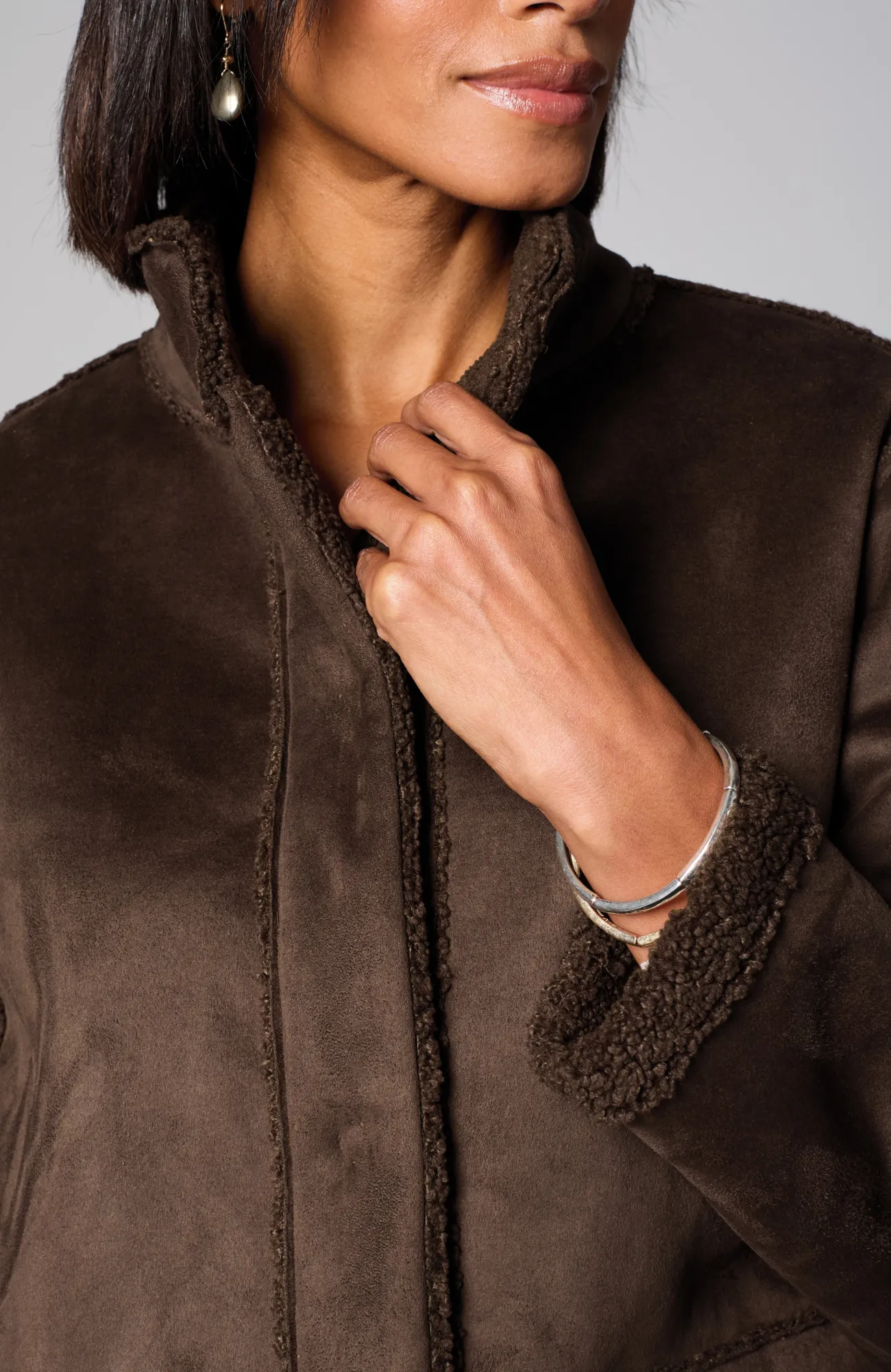J.Jill Pure Jill Reversible Long Teddy Coat Chocolate New