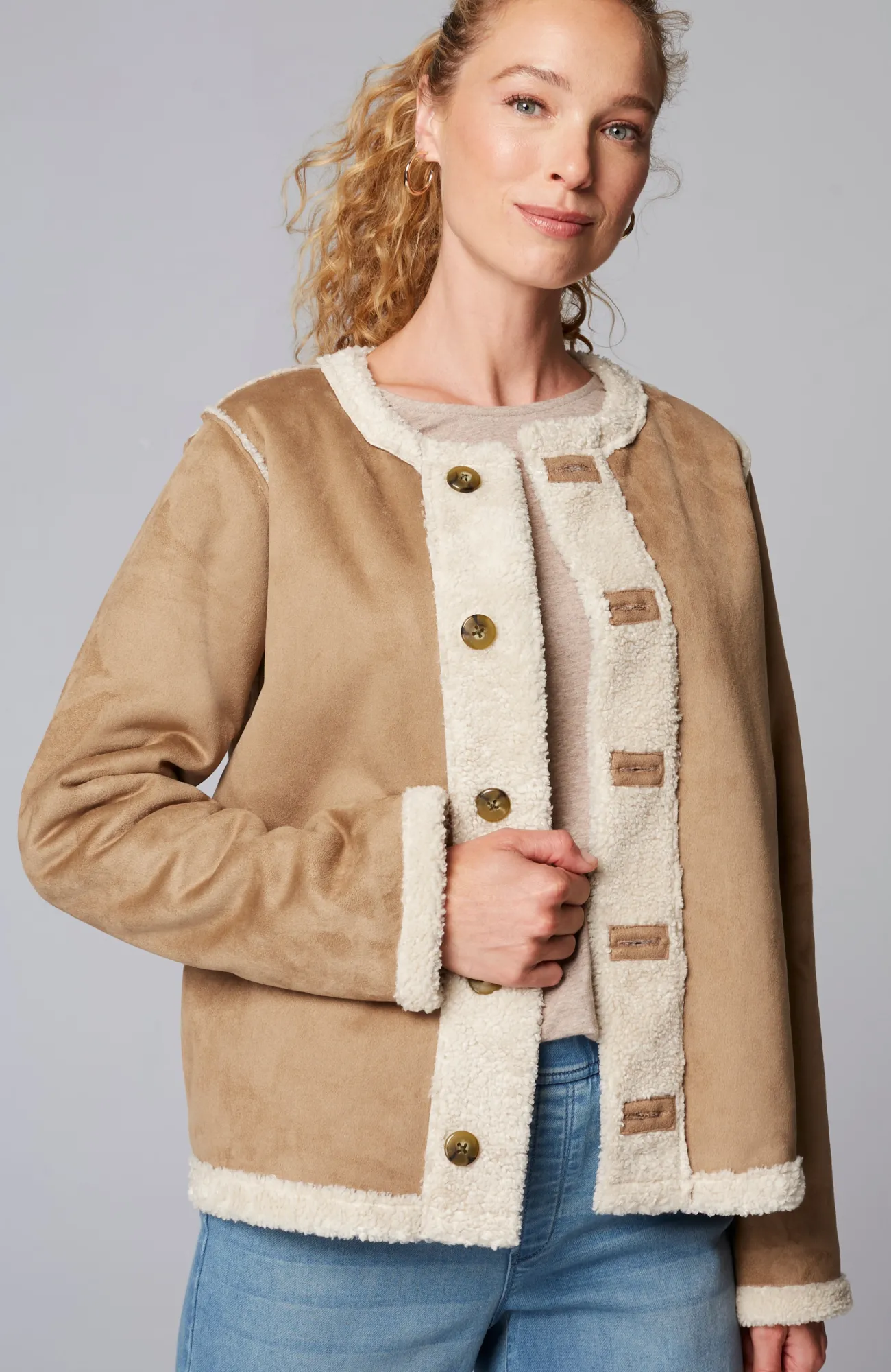 J.Jill Pure Jill Reversible Teddy Jacket Oatmeal/camel Online