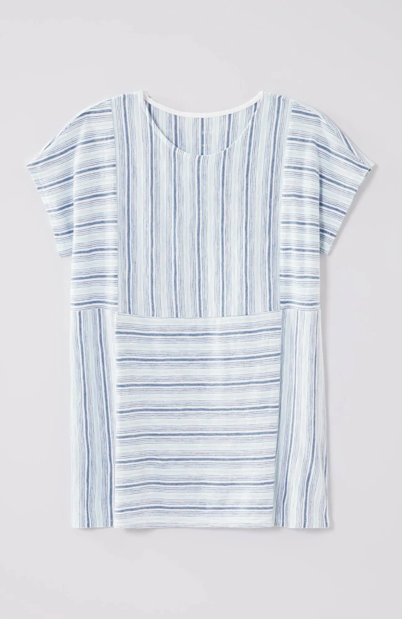 J.Jill Pure Jill Round-Neck Variegated Striped Tee White Multi Fashion