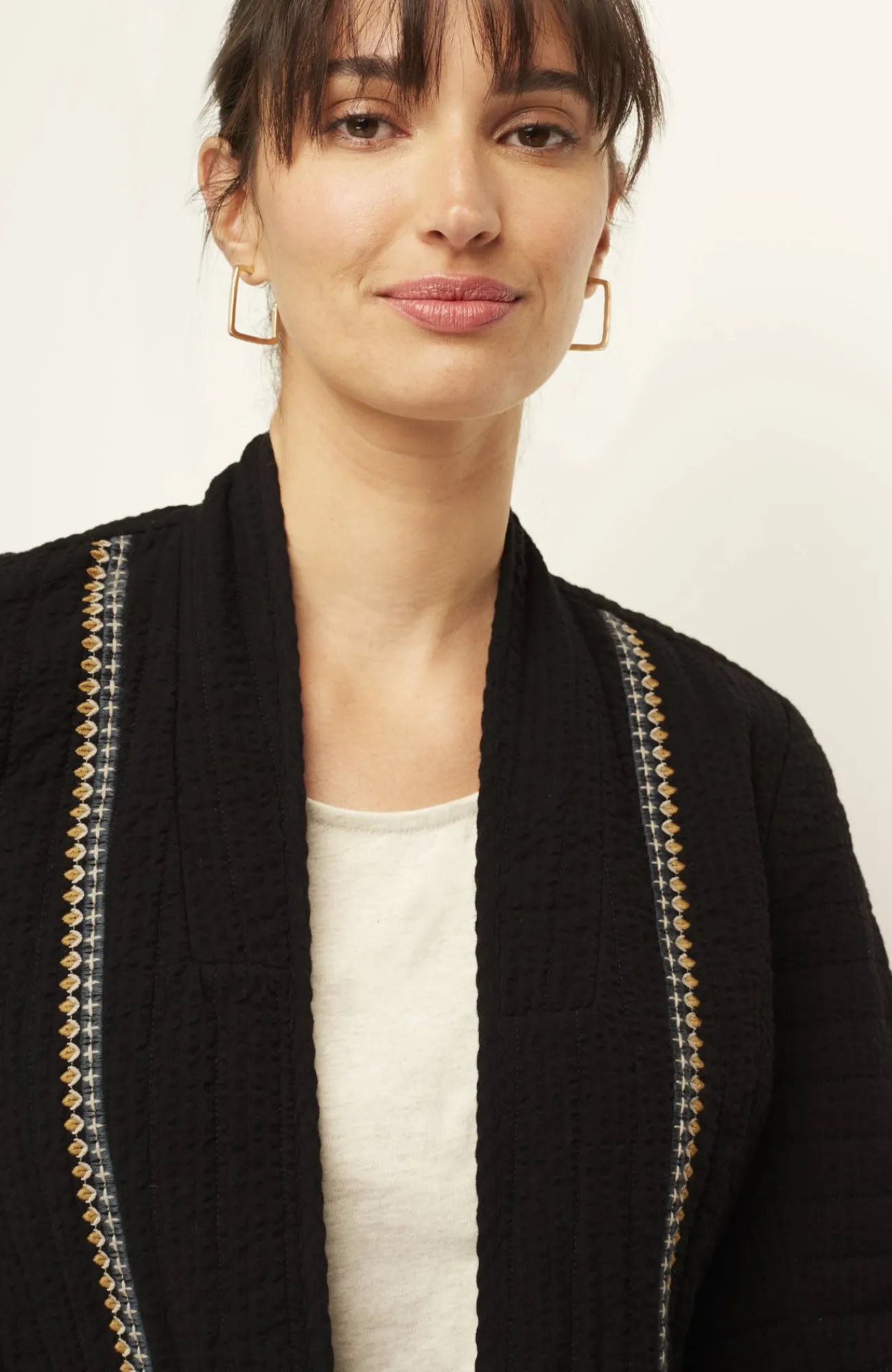 J.Jill Pure Jill Seersucker Jacket Black Multi New