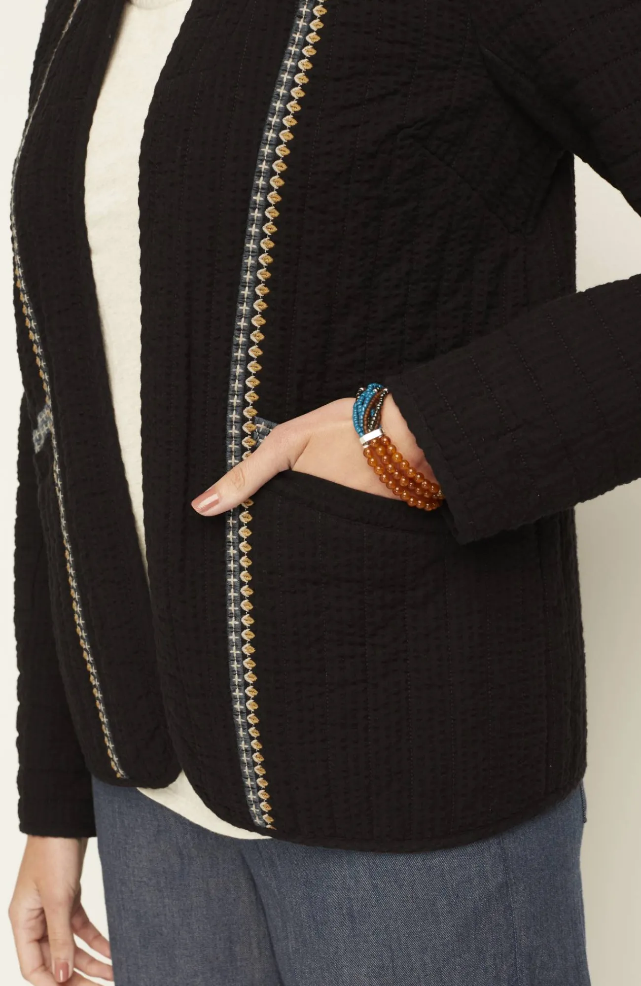 J.Jill Pure Jill Seersucker Jacket Black Multi New