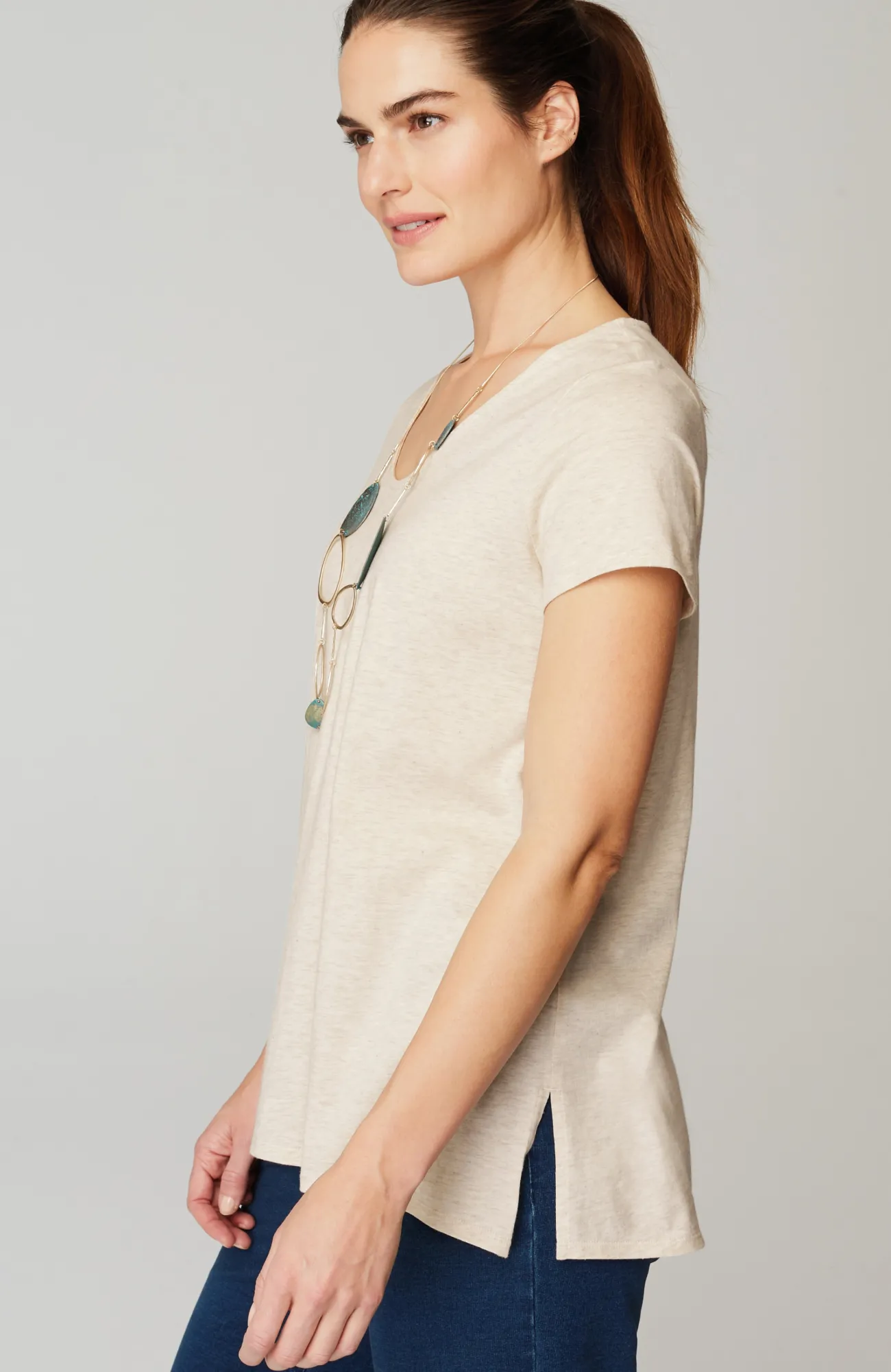 J.Jill Pure Jill Side-Slit Elliptical Tee Sale