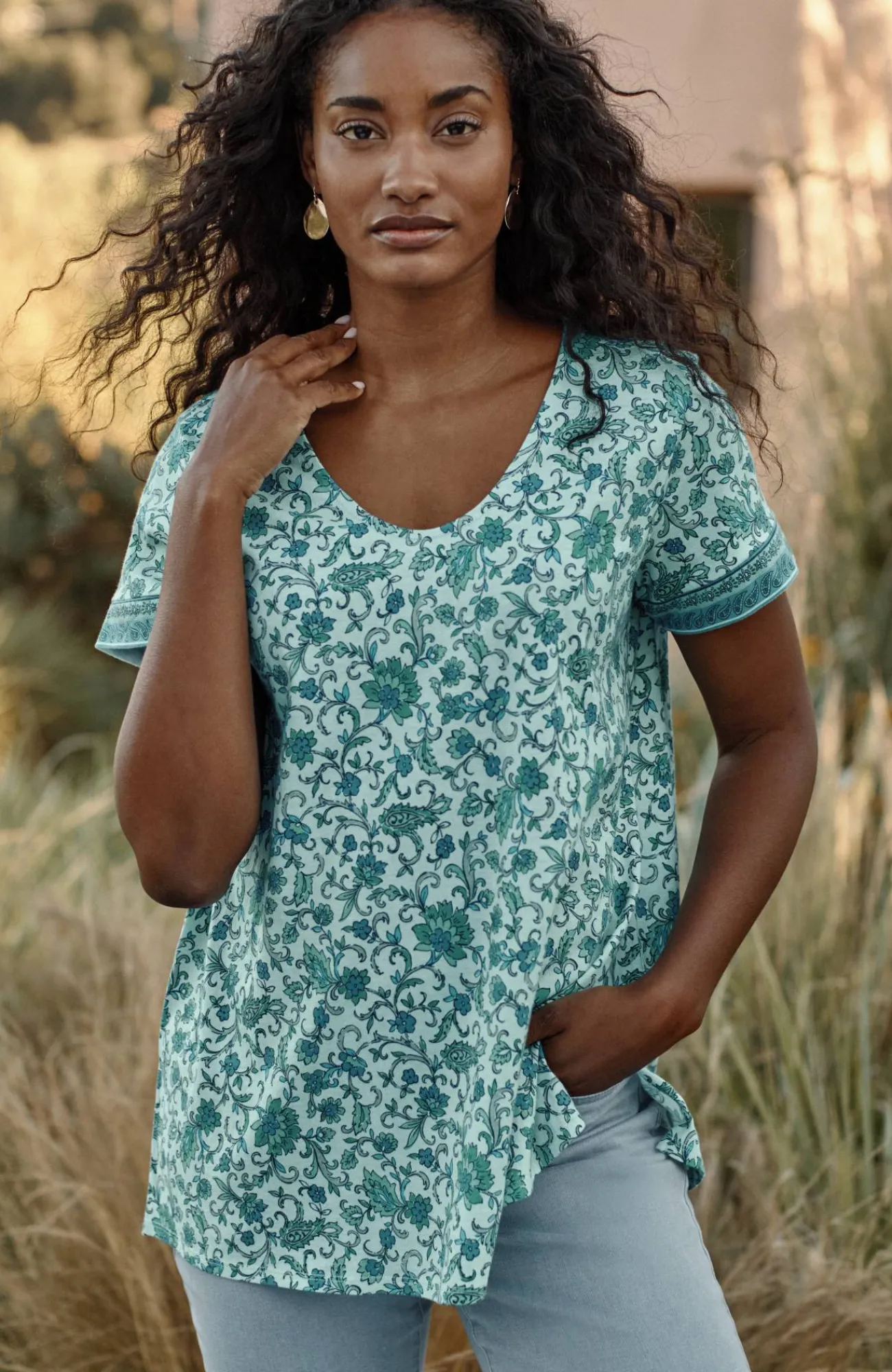 J.Jill Pure Jill Side-Slit Elliptical Tee Sale