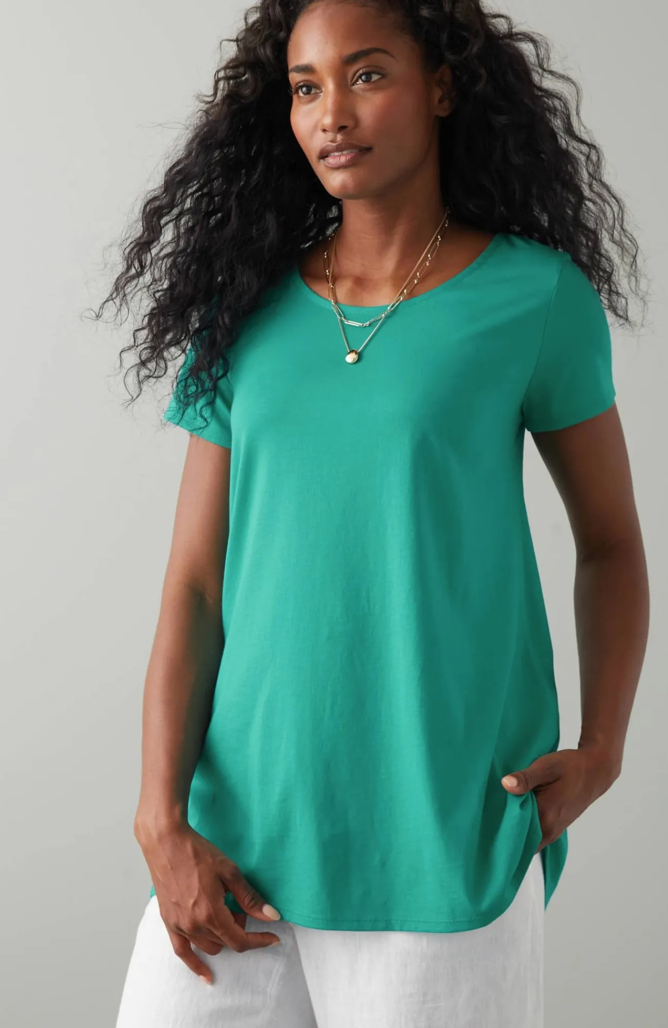 J.Jill Pure Jill Side-Slit Elliptical Tee Sale