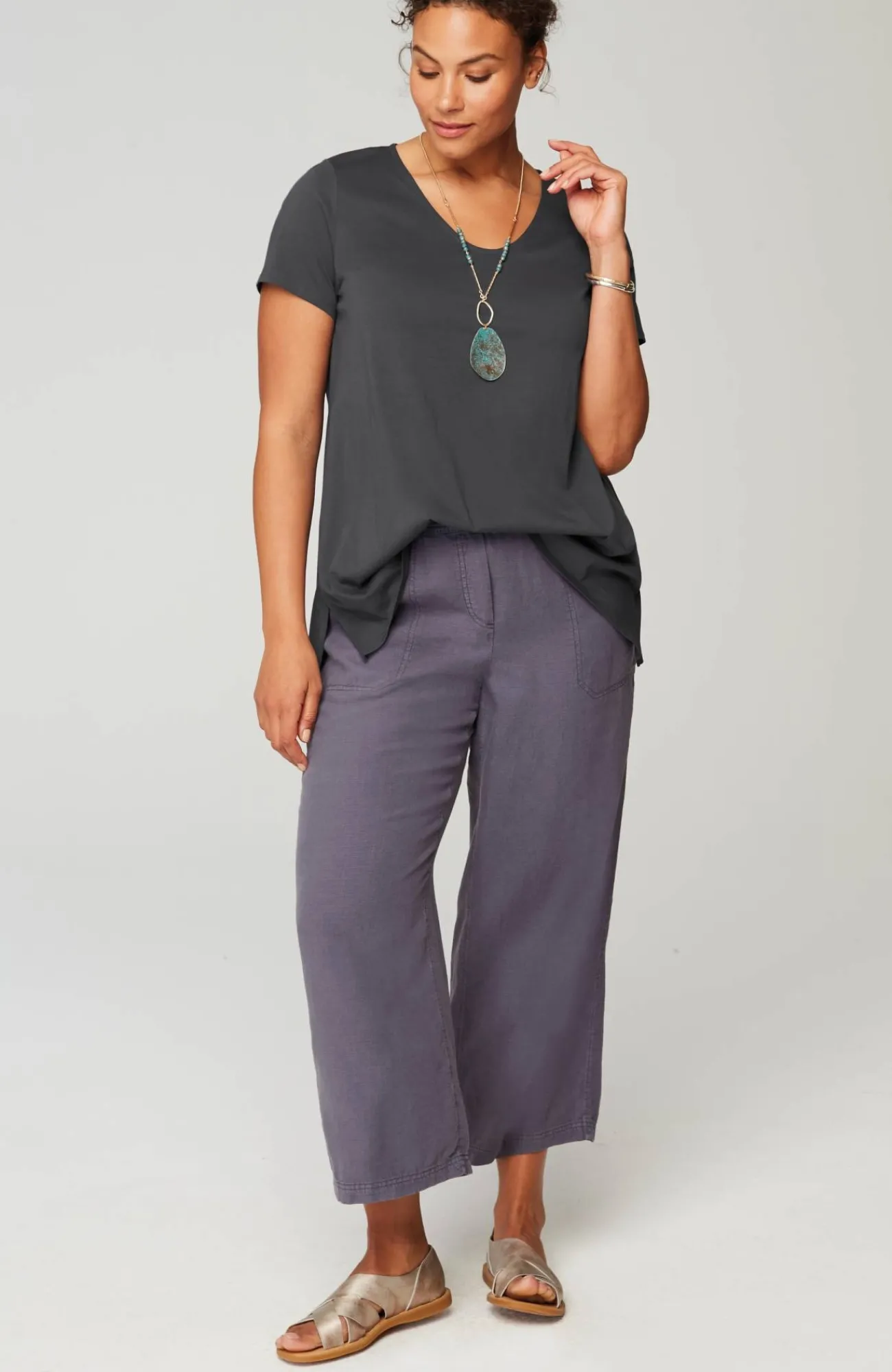 J.Jill Pure Jill Side-Slit Elliptical Tee Sale