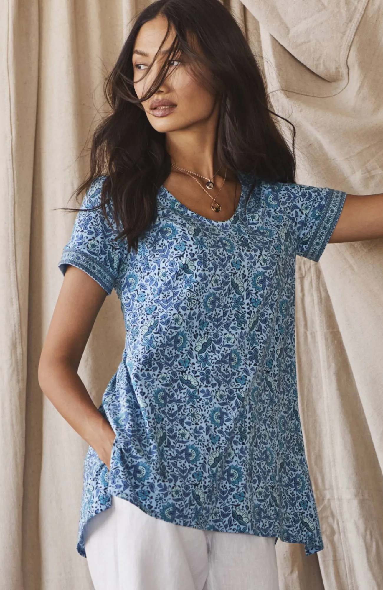 J.Jill Pure Jill Side-Slit Elliptical Tee Sale