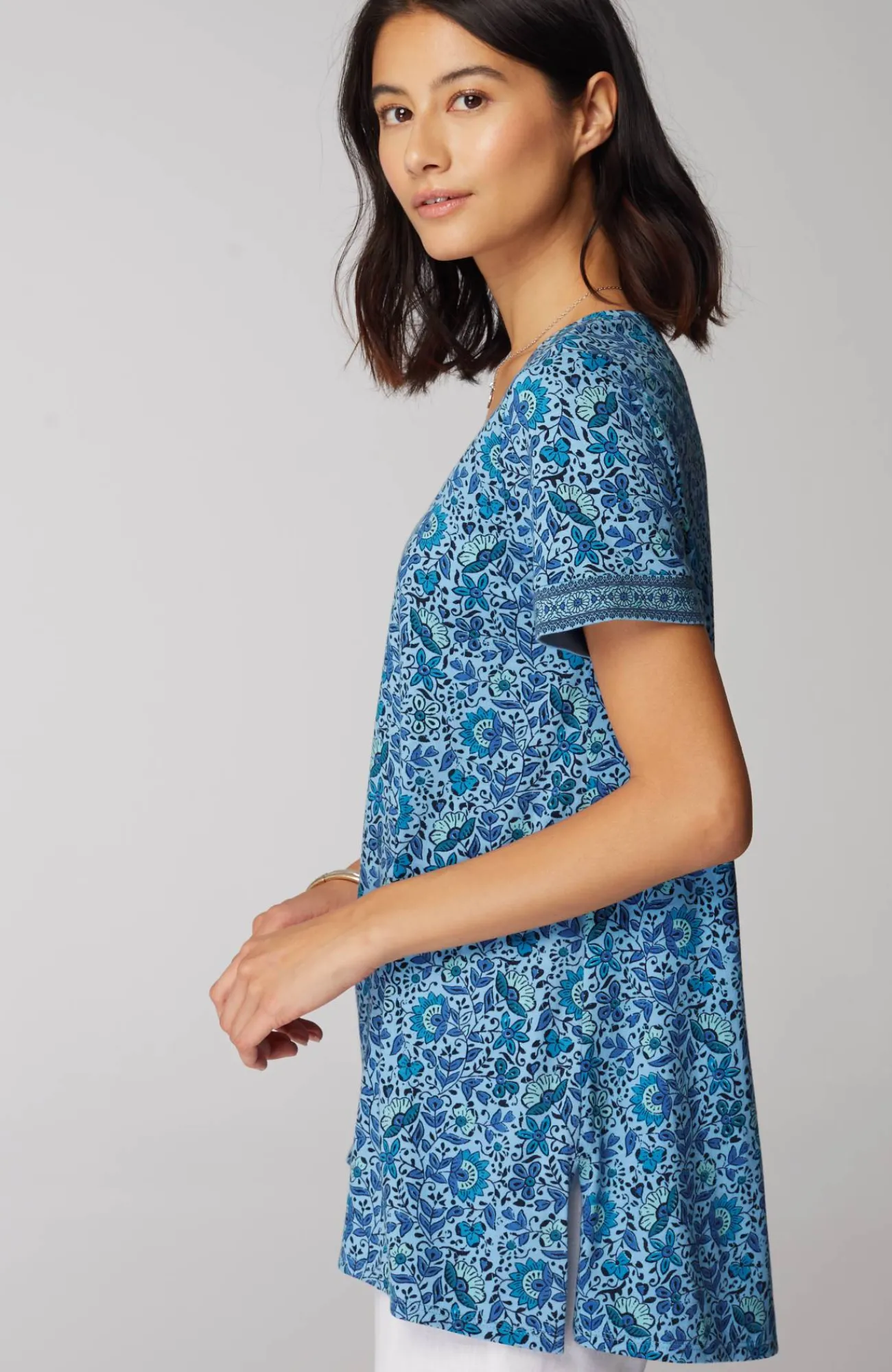 J.Jill Pure Jill Side-Slit Elliptical Tee Sale