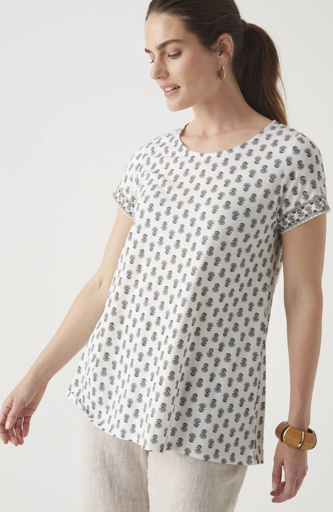 J.Jill Pure Jill Side-Slit Elliptical Tee Sale