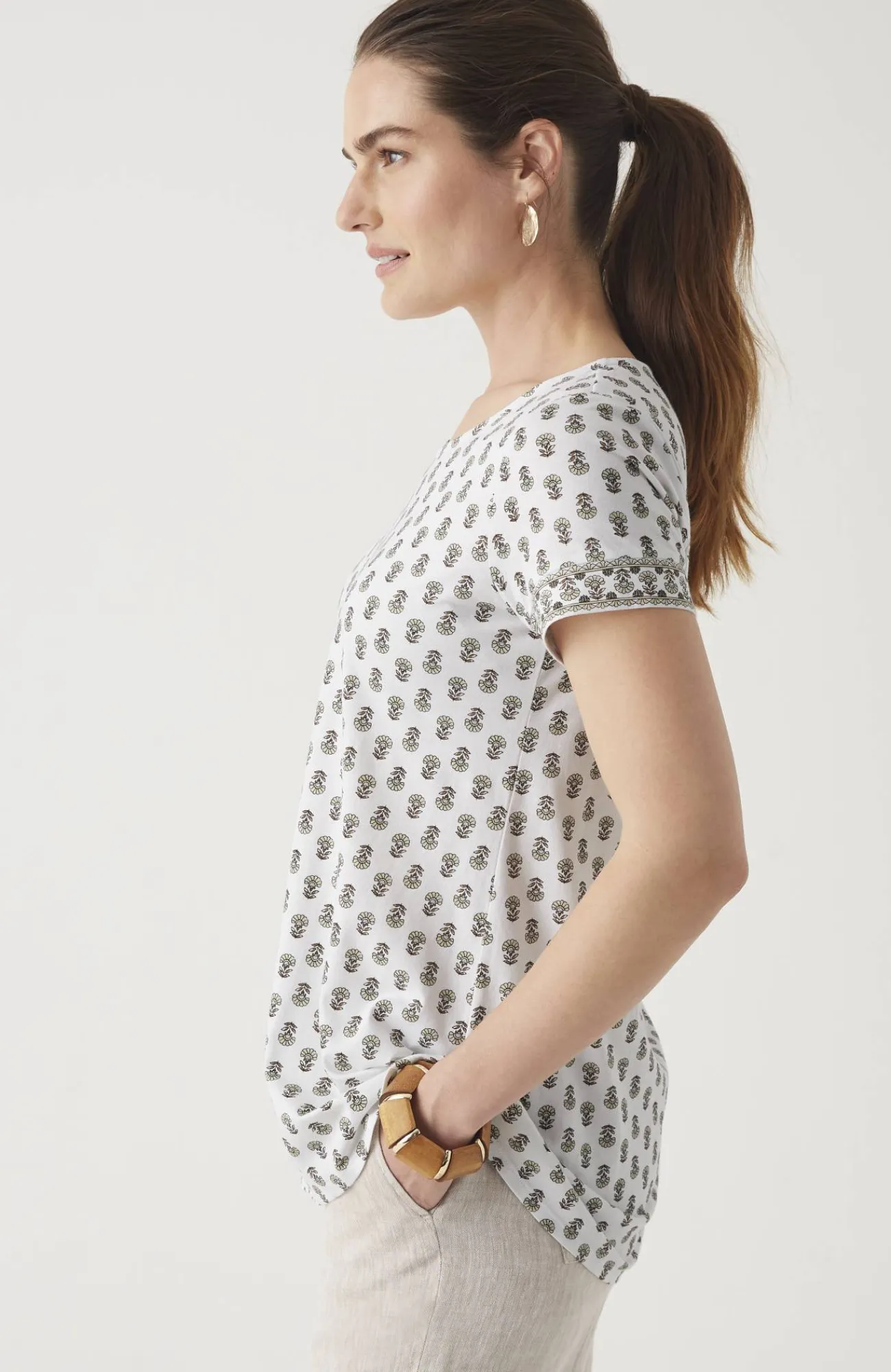 J.Jill Pure Jill Side-Slit Elliptical Tee Sale